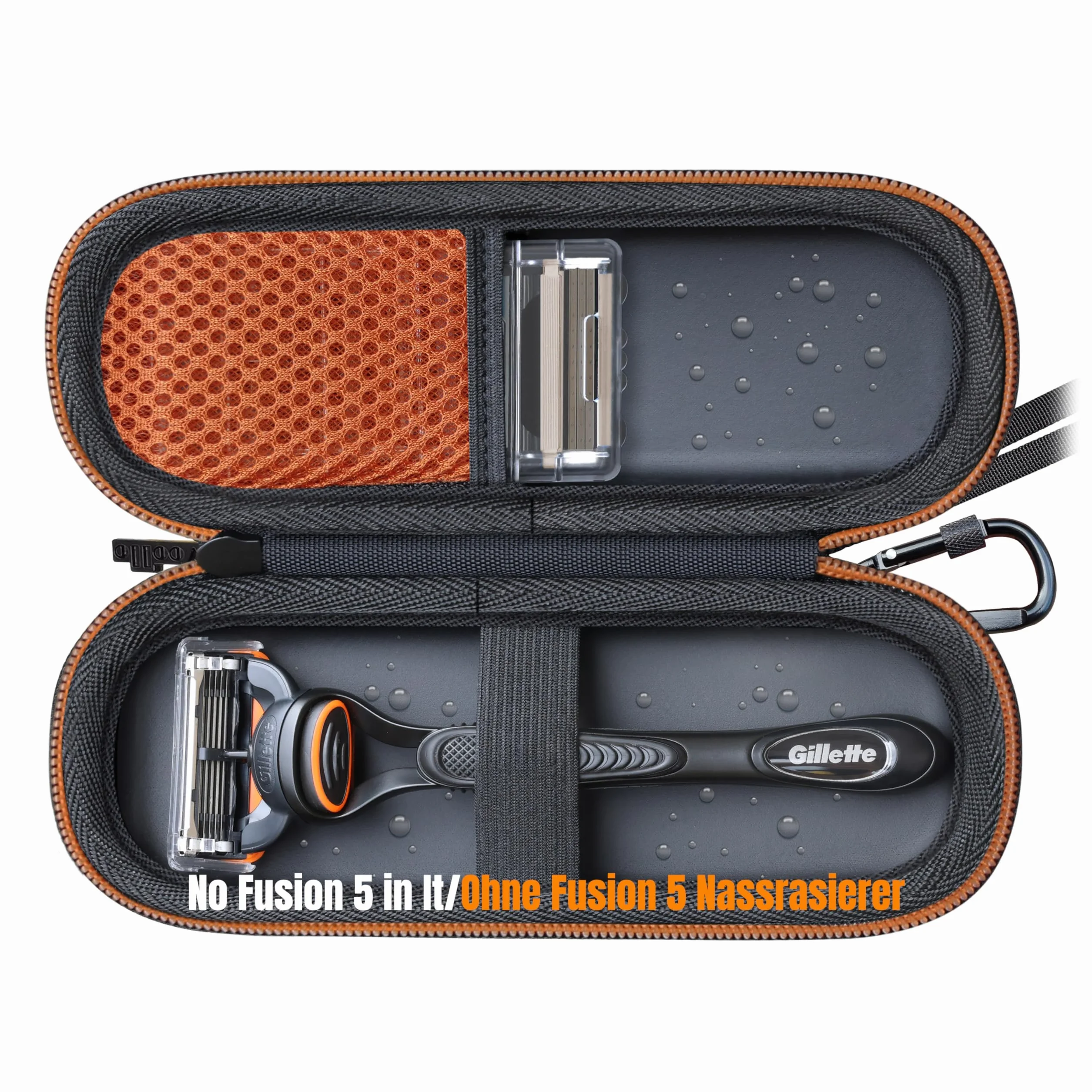Custodia in PU compatibile con Gillette Fusion 5 e Fusion ProGlide Rasoio Umido da Uomo Portatile duro Custodie Impermeabile Per Rasoio Fusion 5,Arancione