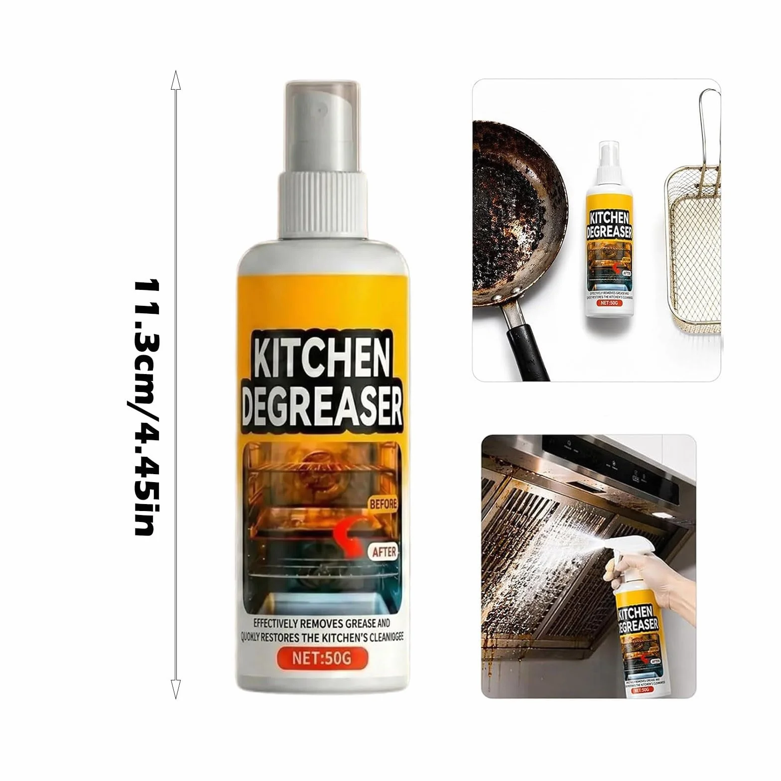 Grease Cleaner Spray, Grillreiniger, Pulizia efficiente, Detergente per Forno e Cucina, Adatto per la Pulizia di Forni, Cappe Aspiranti, Pentole, Friggitrici e Griglie da Esterno (2, A)