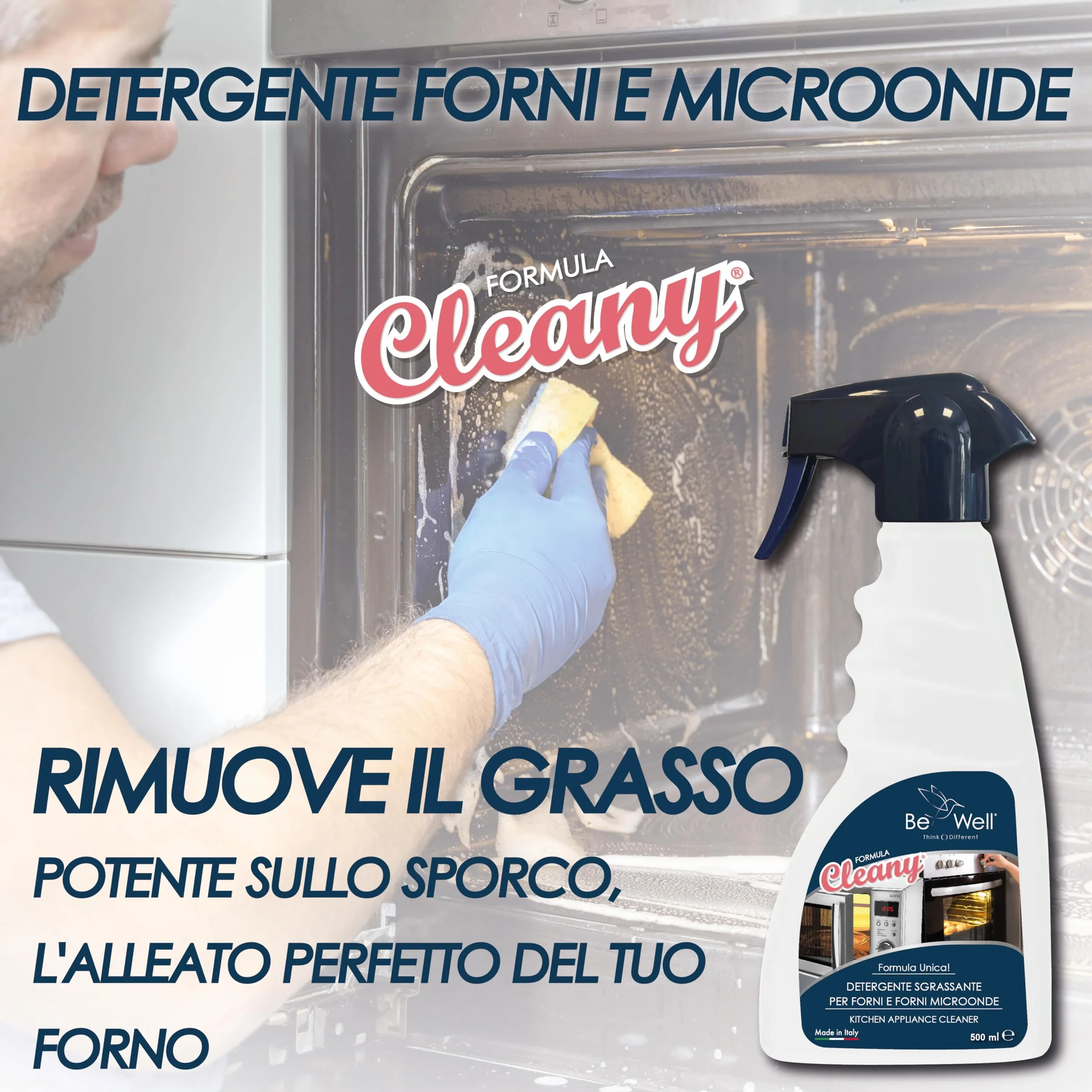 CLEANY Detergente Sgrassante Spray Forni Microonde 500 ml Made in Italy
