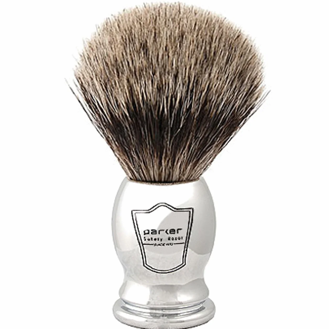 Parker Safety Razor 100% pura setole di tasso pennello da barba (manico cromato) e supporto per pennello da barba gratuito