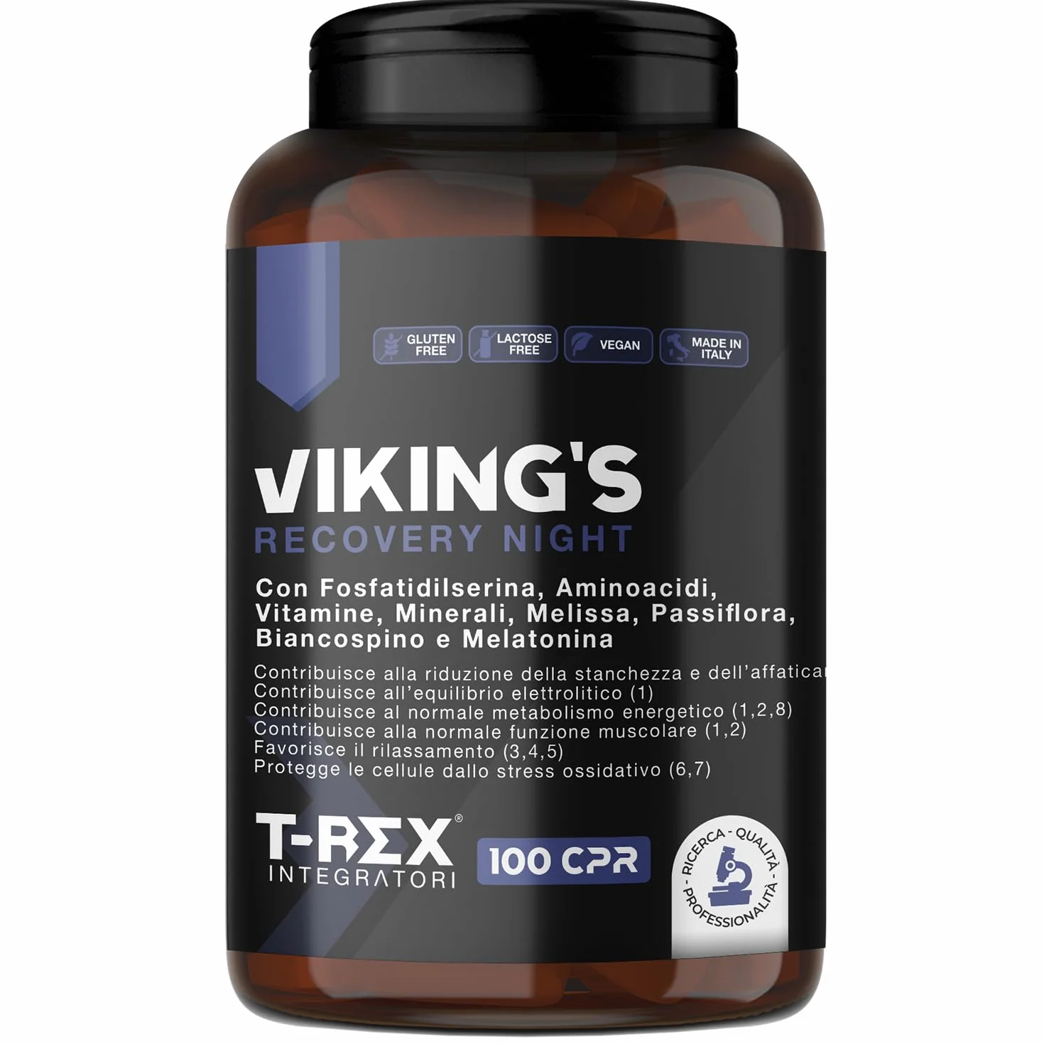 VIKING's Integratore Glutammina, Arginina, Lisina, Acido Aspartico, ZMA, Fosfatidilserina, Ornitina OKG | Post Workout per Recupero Muscolare Notturno, Riduce Stanchezza e Migliora il Sonno