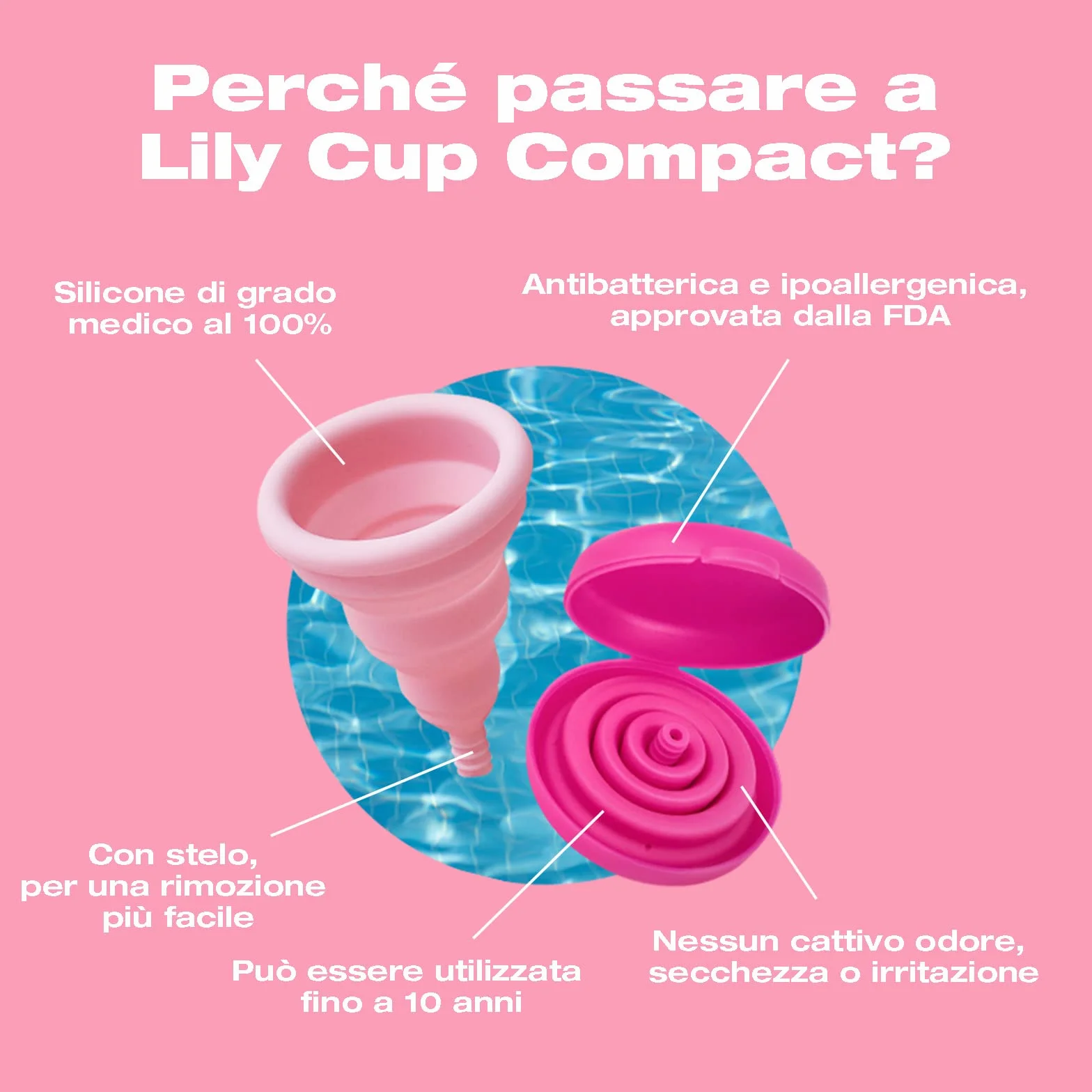Intimina Lily Cup Compact misura Size A - Piccola Coppetta Mestruale Morbida con Design Compatto Flat-fold, Coppa Mestruale Compatta, Coppette Mestruali