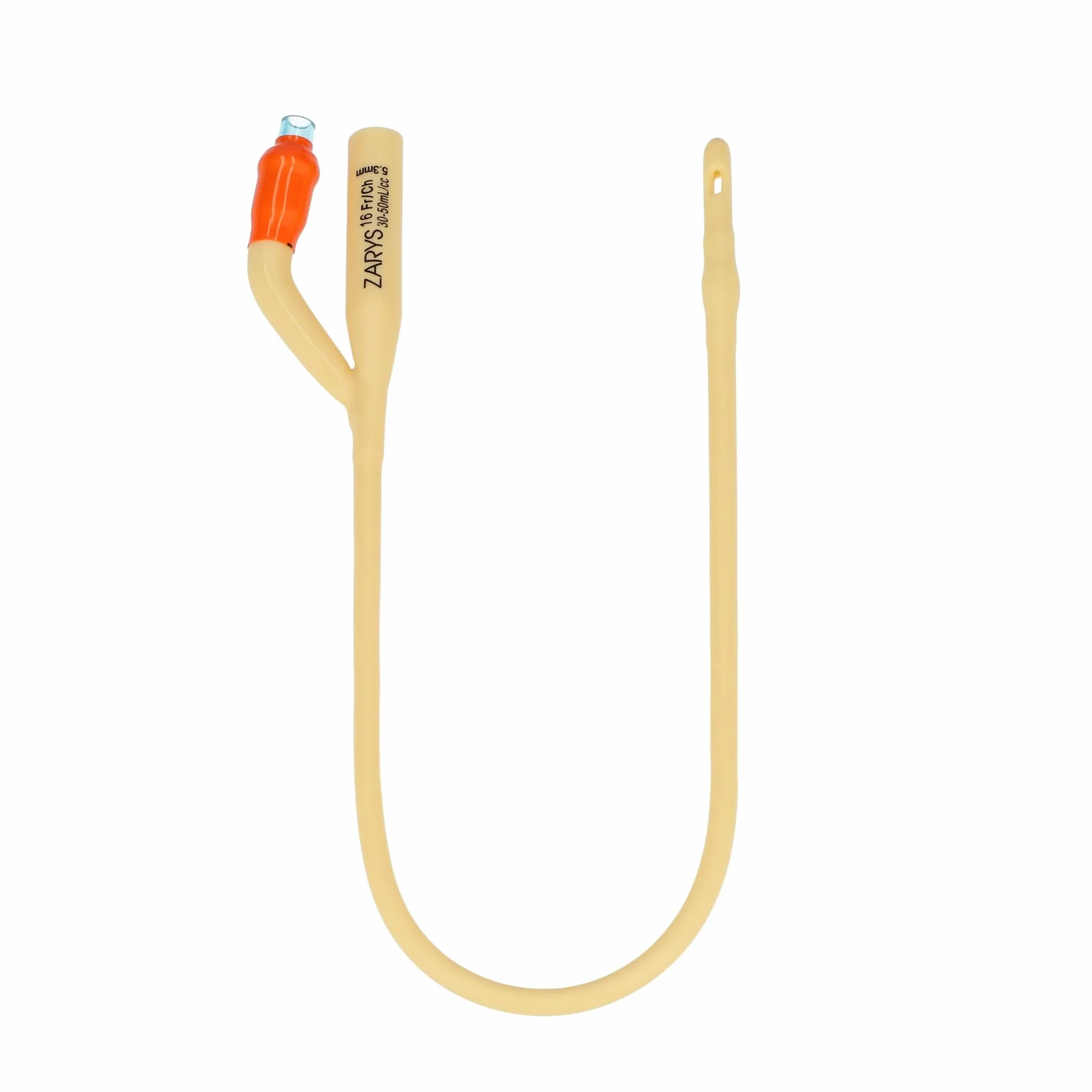 Sonda Foley a due vie con valvola in plastica CH 16 (lattice rivestito in silicone), sterile, senza ftalati, palloncino da 30 a 50 ml