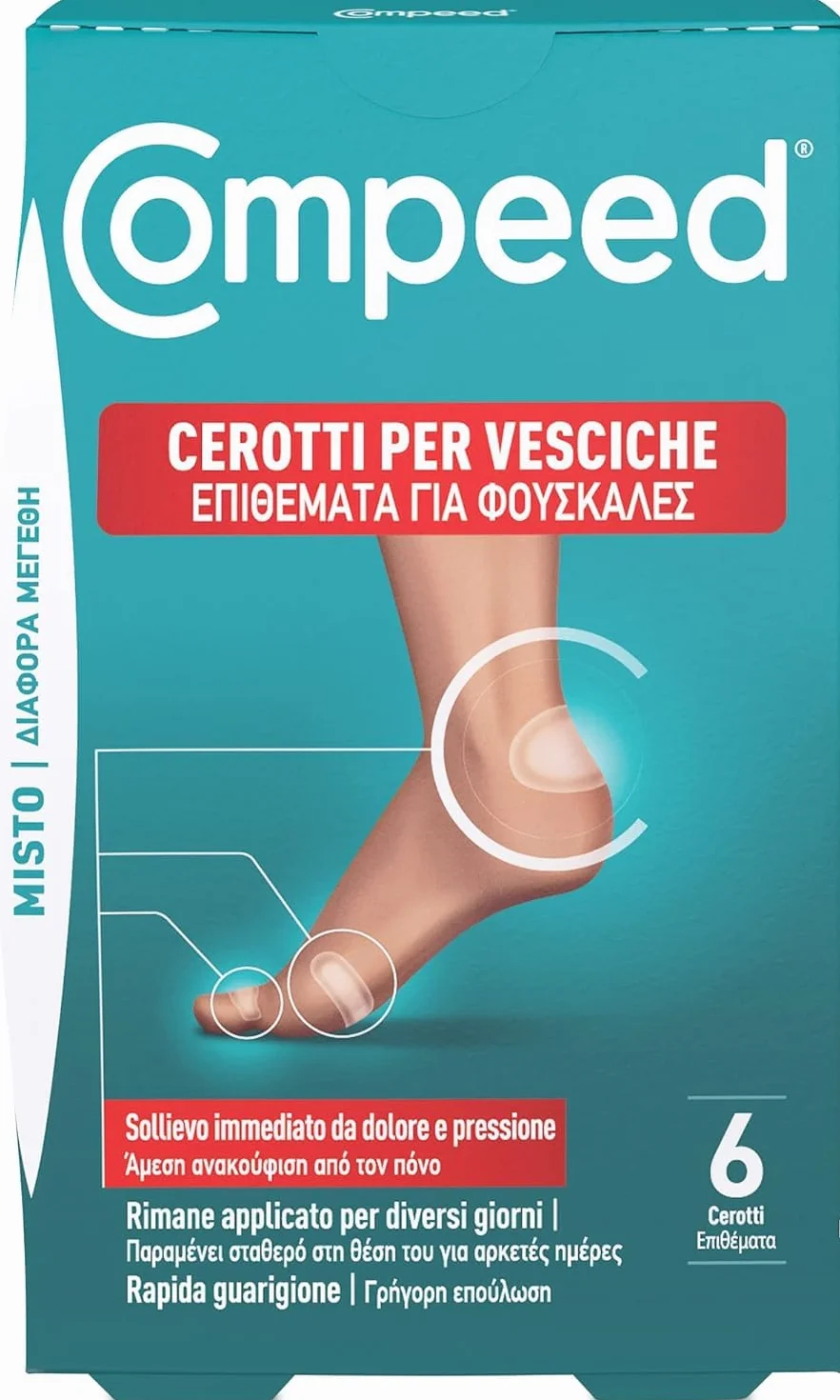 COMPEED Cerotti per vesciche resistenti all'acqua lunga durata - Pack misto 6 pezzi
