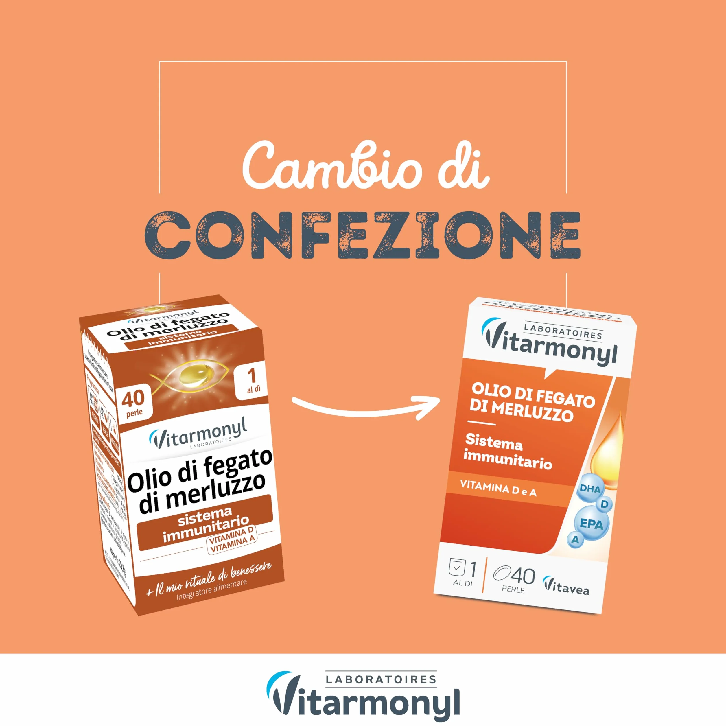 Olio di Fegato di Merluzzo 560mg Omega 3 EPA DHA Vitamina A D 40 Perle Marine