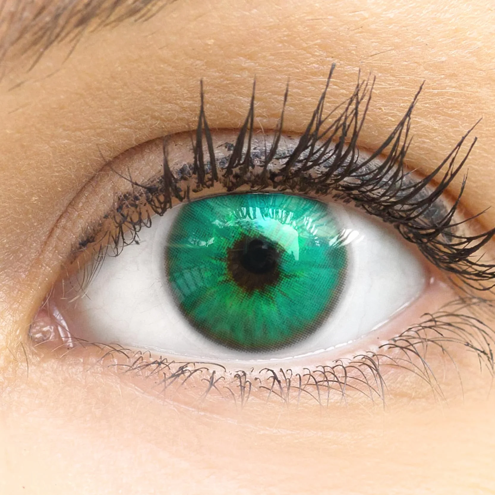 GLAMLENS Lenti a Contatto Colorate Verde Madrid Green - 2 Pezzi - DIA 14,00 - 0.00 Diottrie - Silicone Idrogel