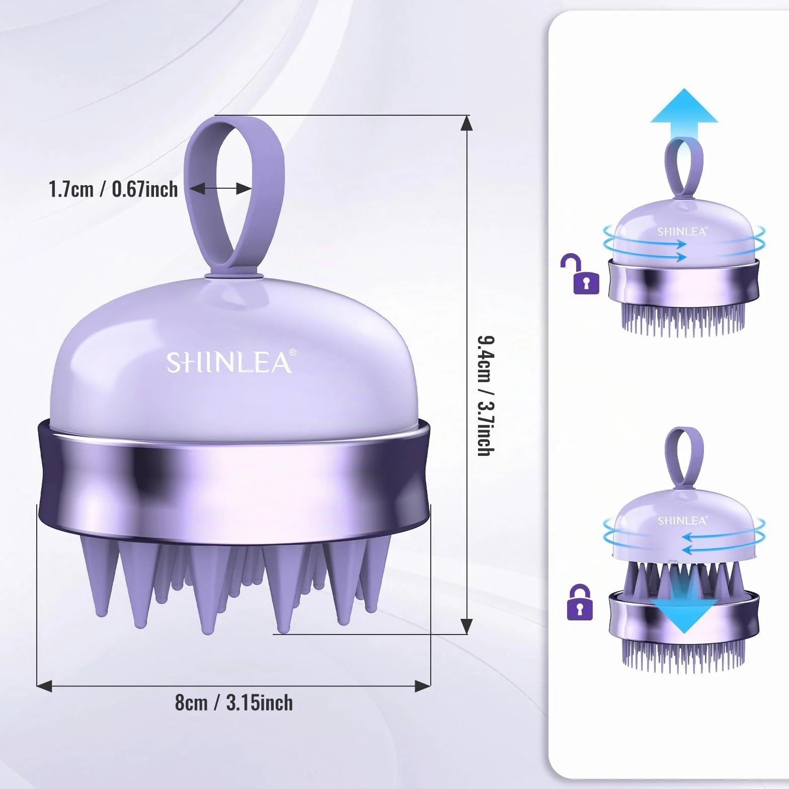 SHINLEA Spazzola massaggiante per cuoio capelluto in silicone double face per shampoo, pulizia profonda e massaggio capelli