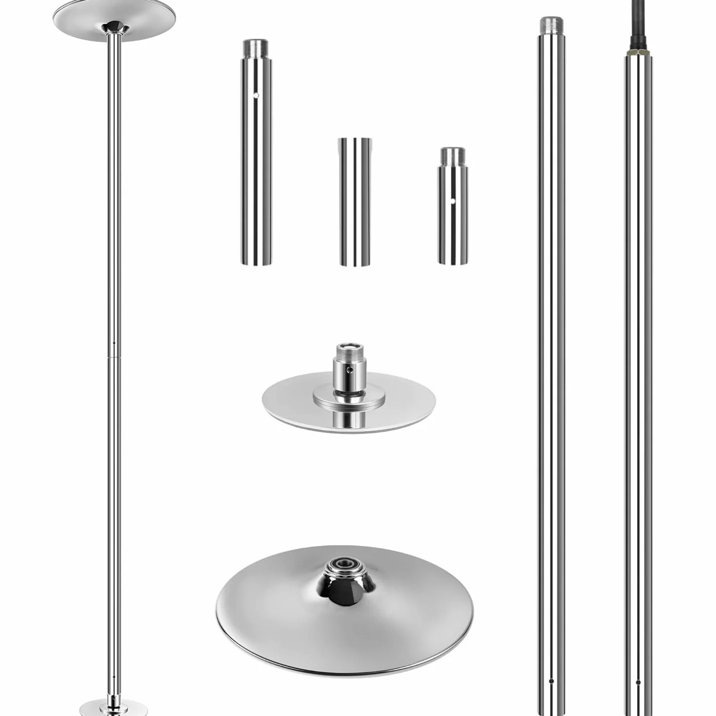 TLGREEN Palo Pole Dance da Casa 45mm Spin Static Regolabile Altezza 235-274 cm Acciaio Cromato 150 kg