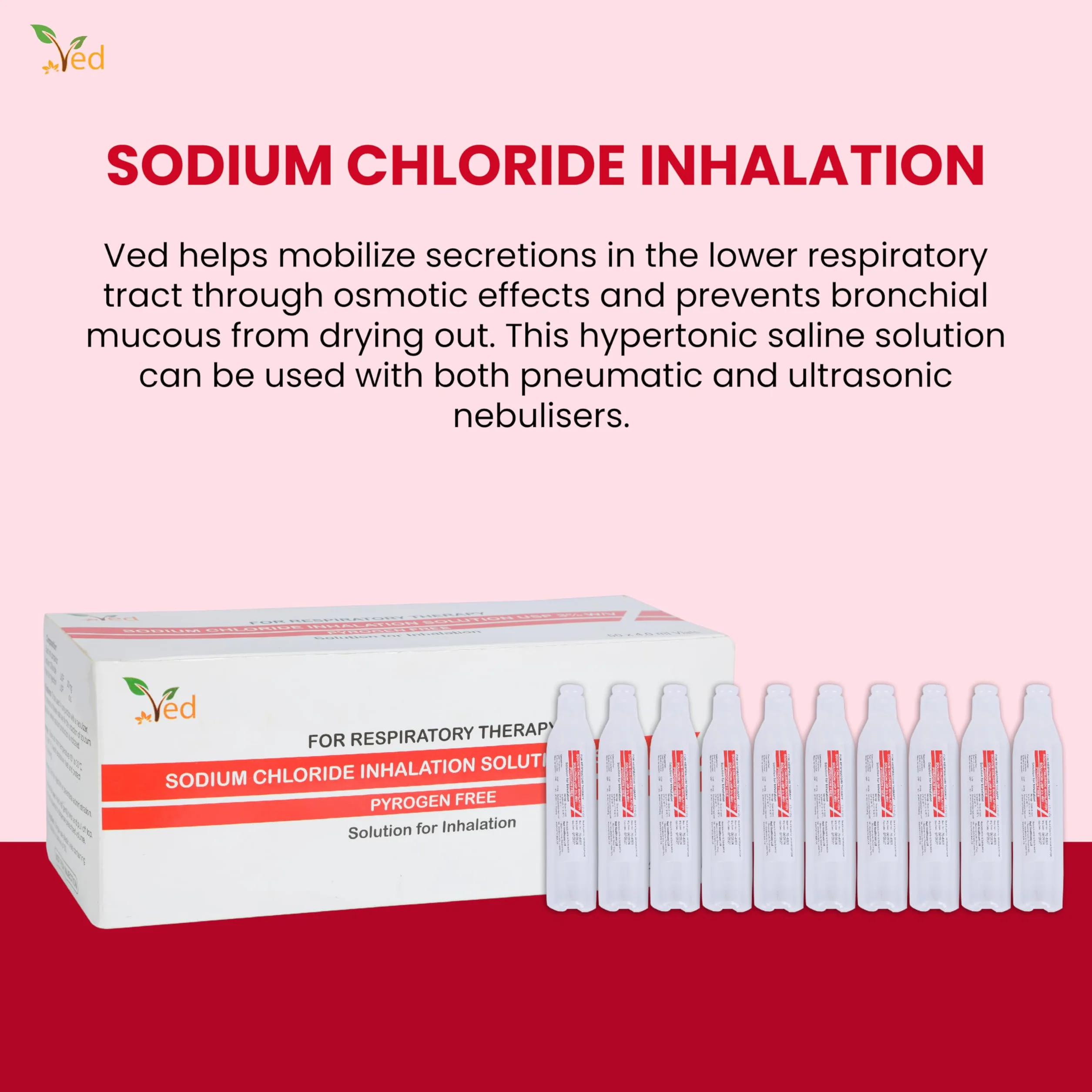 Soluzione salina ipertonica per inalazione VED, cloruro di sodio 3% NaCl, 4,0 ml, 50 unità