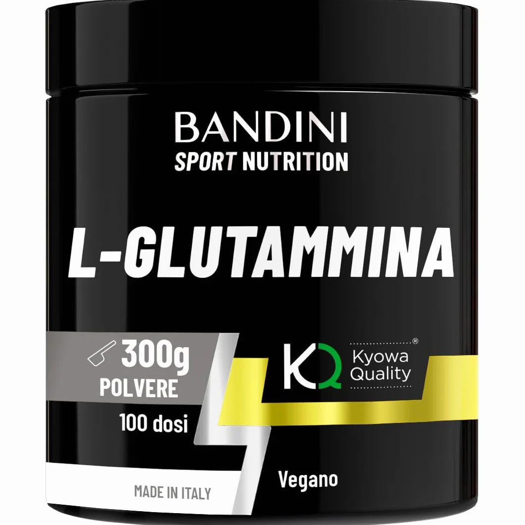Bandini® L-Glutammina Kyowa® Quality Pura in Polvere - Aminoacido utile per Esercizi Fisici ad Alta Intensità - Rinforza la Massa Muscolare - Glutammina POWDER 100% Vegan - Confezione da 300g