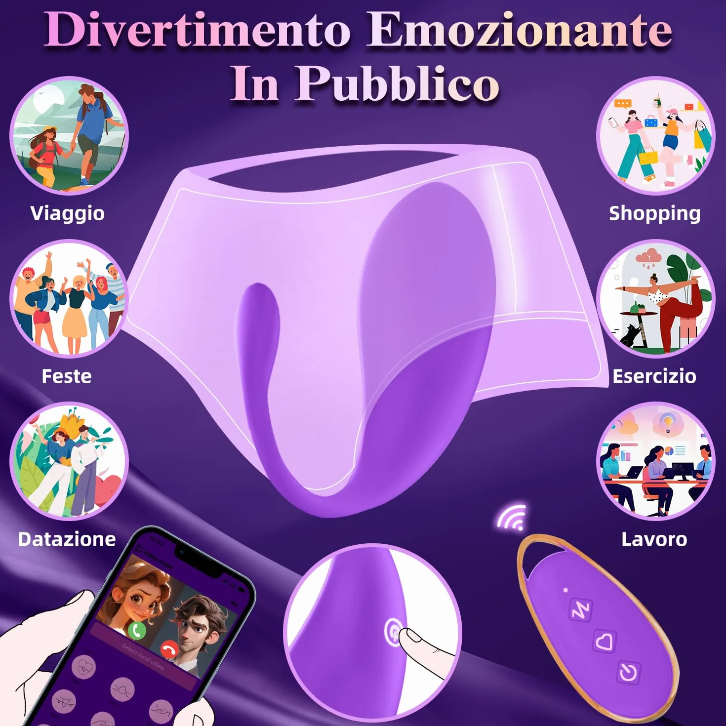 Vibratoreper Donna Professionale Ovetto Vibrante Donna Telecomando con App 9 Modalità Sexytoysys Coppia Vibratore per Vibratore Clitoride Wireless Sex Toys toys Sessuali per Sex Toy (Viola)