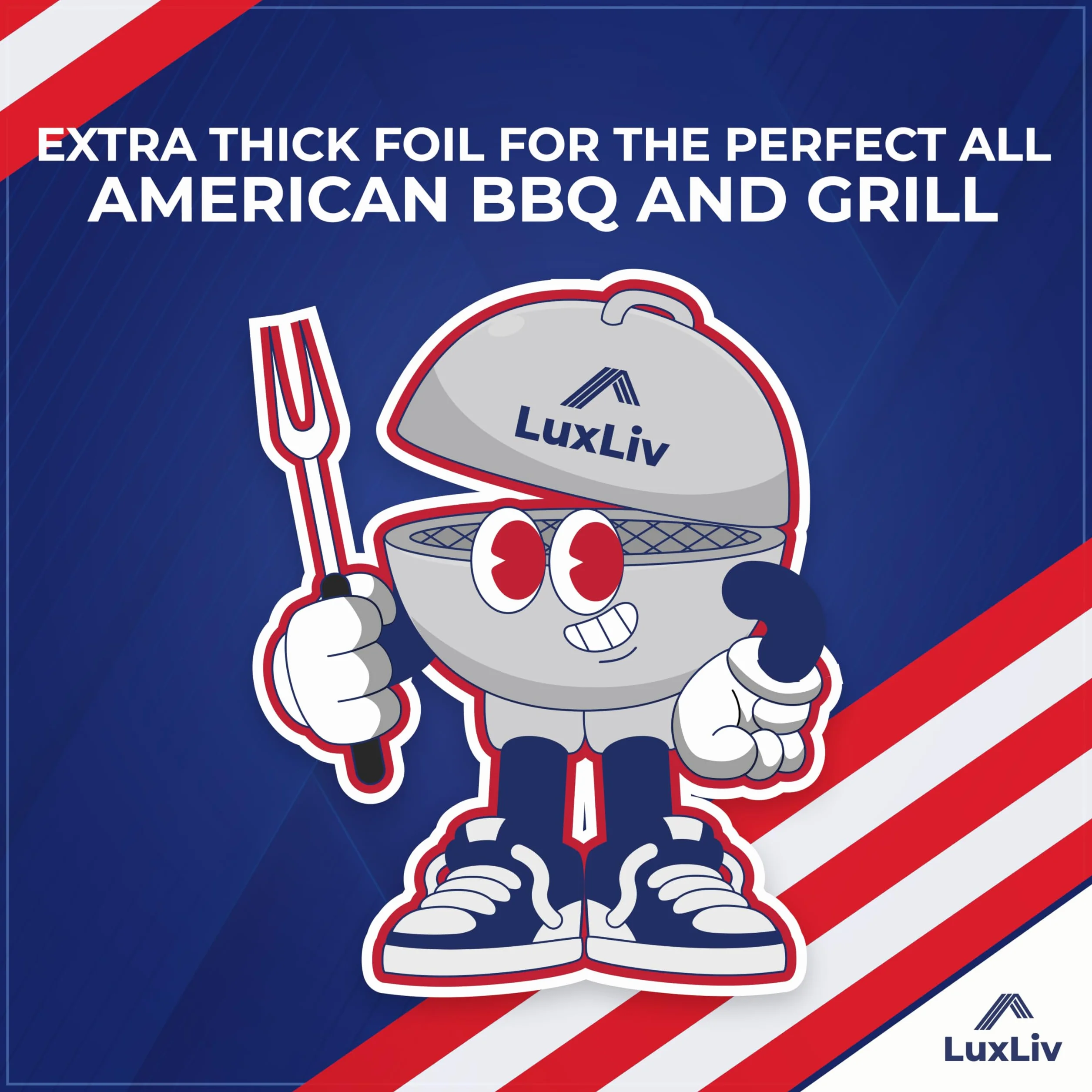 LuxLiv® Rullo di Carta Alluminio Pesante per BBQ 12 pollici x 150 piedi Grado Extra Spesso Resistente