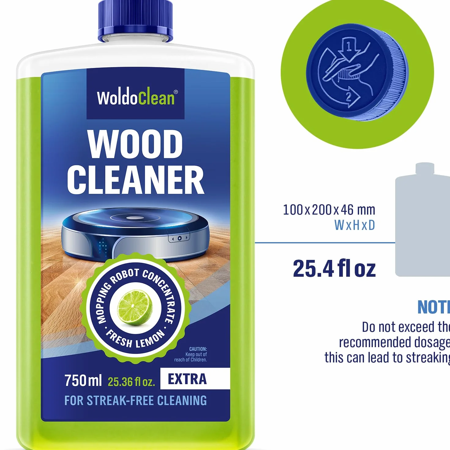 WoldoClean Detergente per Robot Lavapavimenti 750ml - Pulitore Concentrato Agrumi per Parquet e Laminato