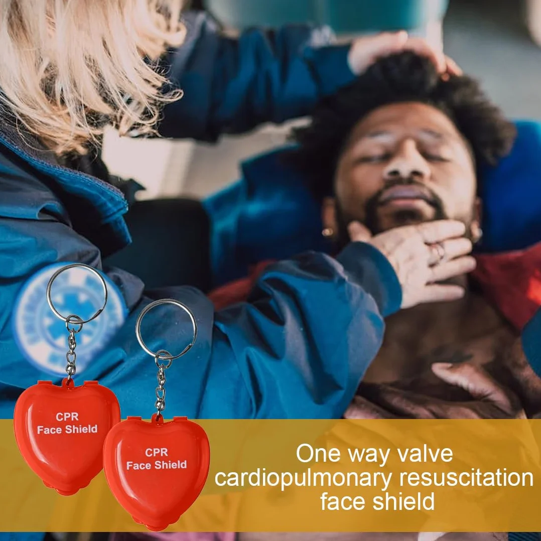 Maschera Facciale per RCP con Valvola Unidirezionale Kit Emergenza Portachiavi 2 Pezzi