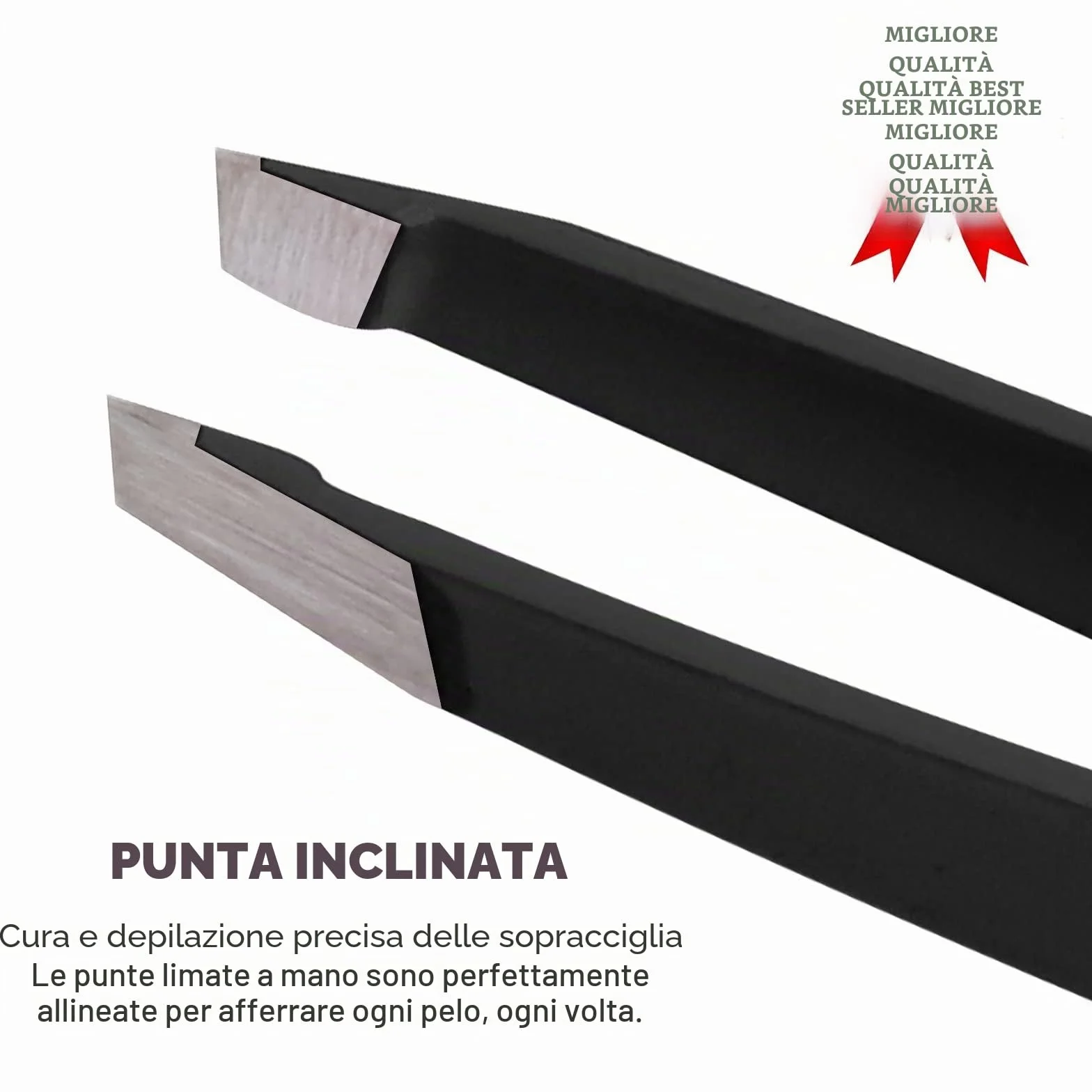 SS INSTRUMENTX Pinzetta Sopracciglia Professionale per Uomini e Donne, Acciaio Inossidabile Punta Inclinata Pinzetta Sopracciglia per Rimozione peli Precisione, Impugnatura Antiscivolo (Nera)