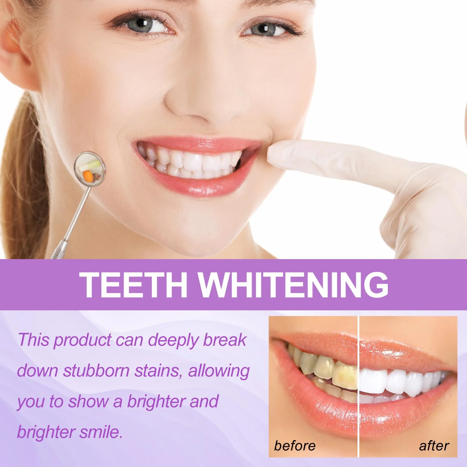 Strisce Sbiancanti per la Cura Dello Smalto, Whitening Teeth Strips, Sticker di Pulizia Viola, Rapida e Delicata la Pulizia dei Denti, Rimuove Efficacemente le Macchie dei Denti, Illumina i Denti