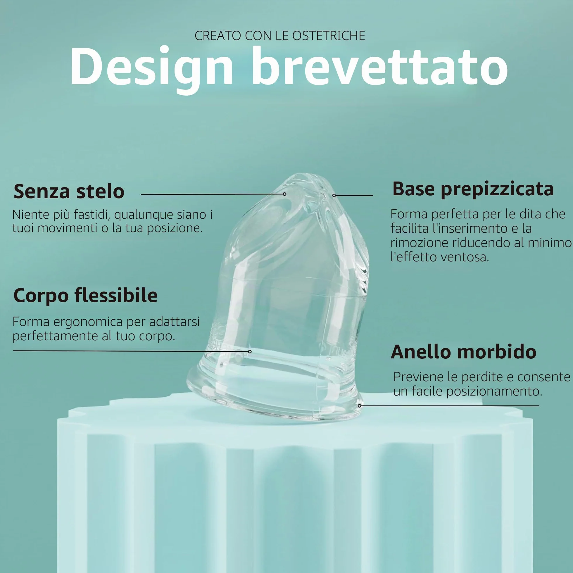 La Cup Luneale - coppetta mestruale - design ergonomico esclusivo creato con ostetriche - fabbricazione francese - 100% silicone medico al platino (S - Flusso leggero/medio)