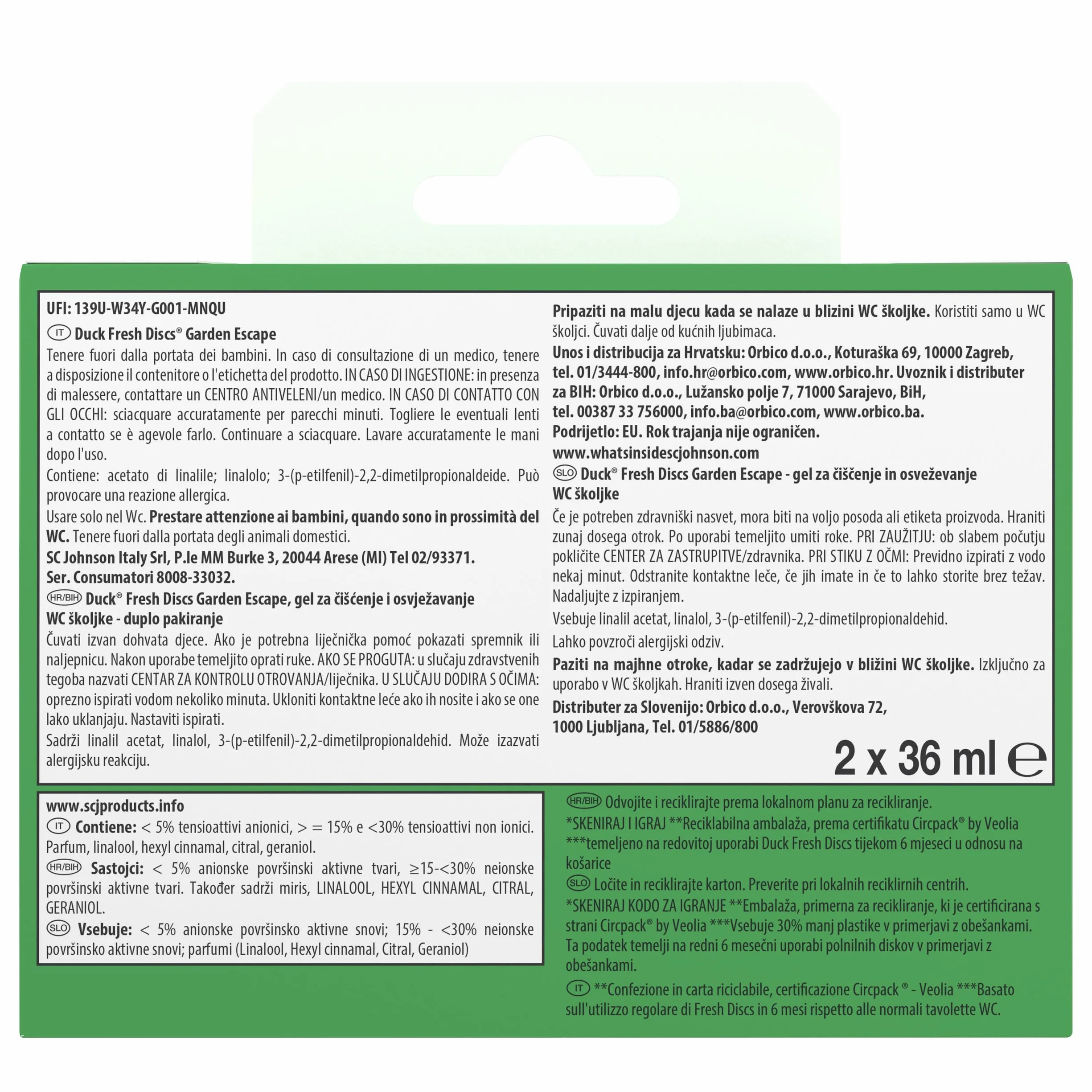 Duck Fresh Discs - 2 Ricariche da 6 Dischi Gel Igienizzanti WC, Fragranza Rosa & Fiori di Loto, Confezione da 2 Applicatori e 12 dischetti