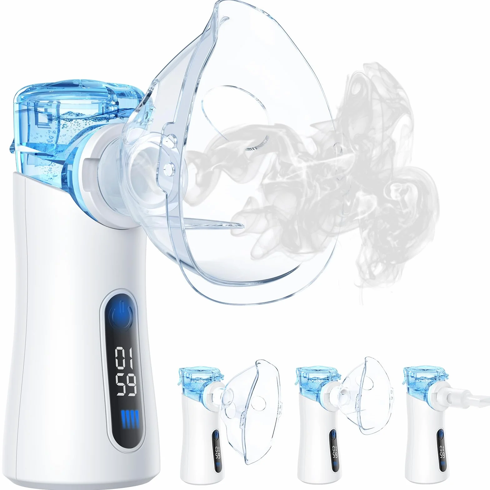 Nebulizzatore ad Ultrasuoni Portatile 85g Silenzioso 30dB 2 Modalità Display Digitale Autopulizia