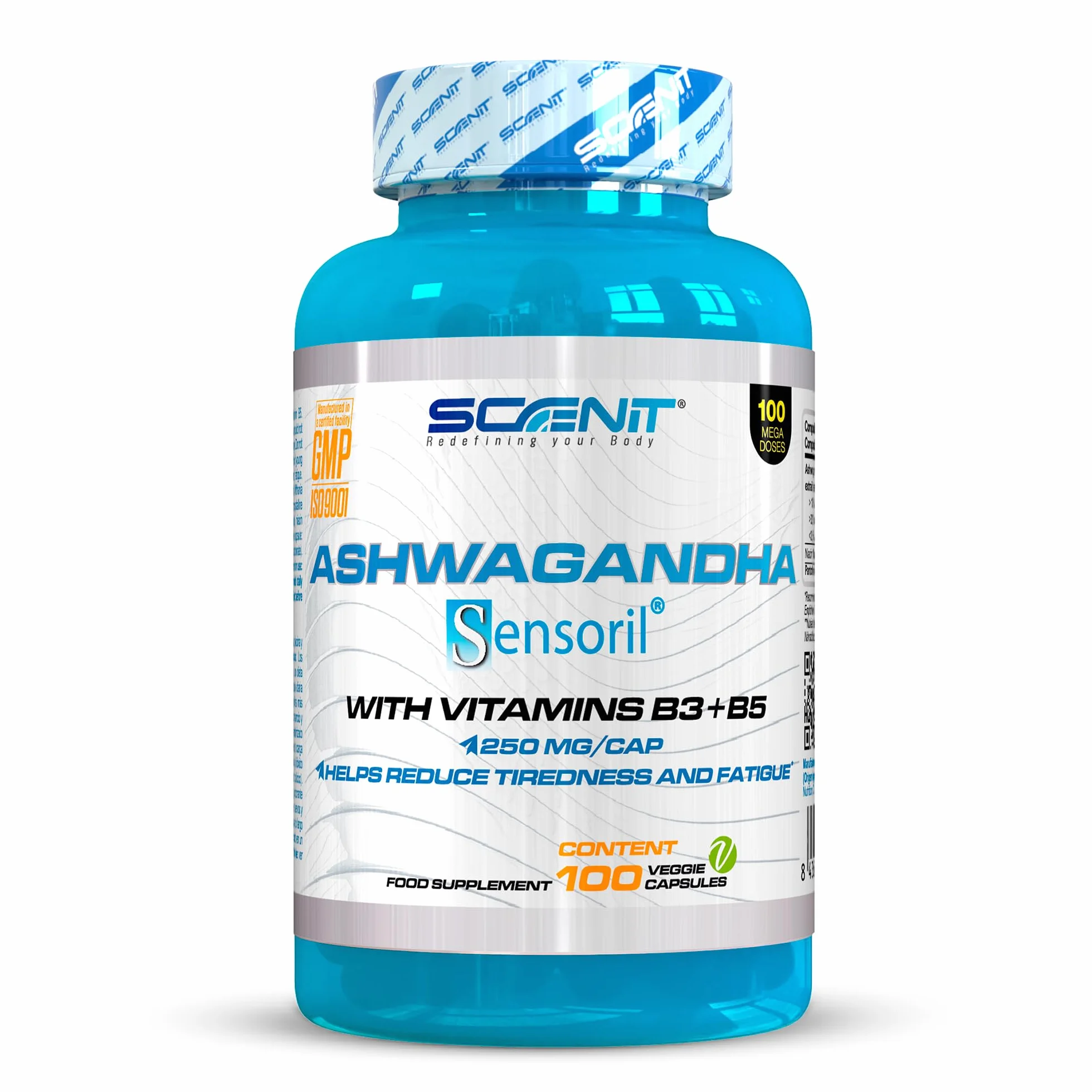 Ashwagandha Sensoril capsule 250 mg 10% withoutanolides Vitamina B3 B5 100 vegane