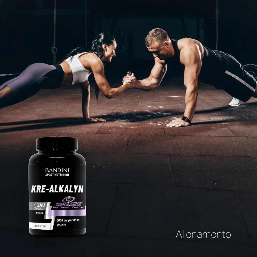 Bandini® Kre-Alkalyn® 240 capsule (Scorta per 2 Mesi) - Creatina Alcalina Tamponata per Allenamento Intenso, Sport, Palestra e Pre Post Workout - A base di Creatine Monoidrato - 100% Vegan