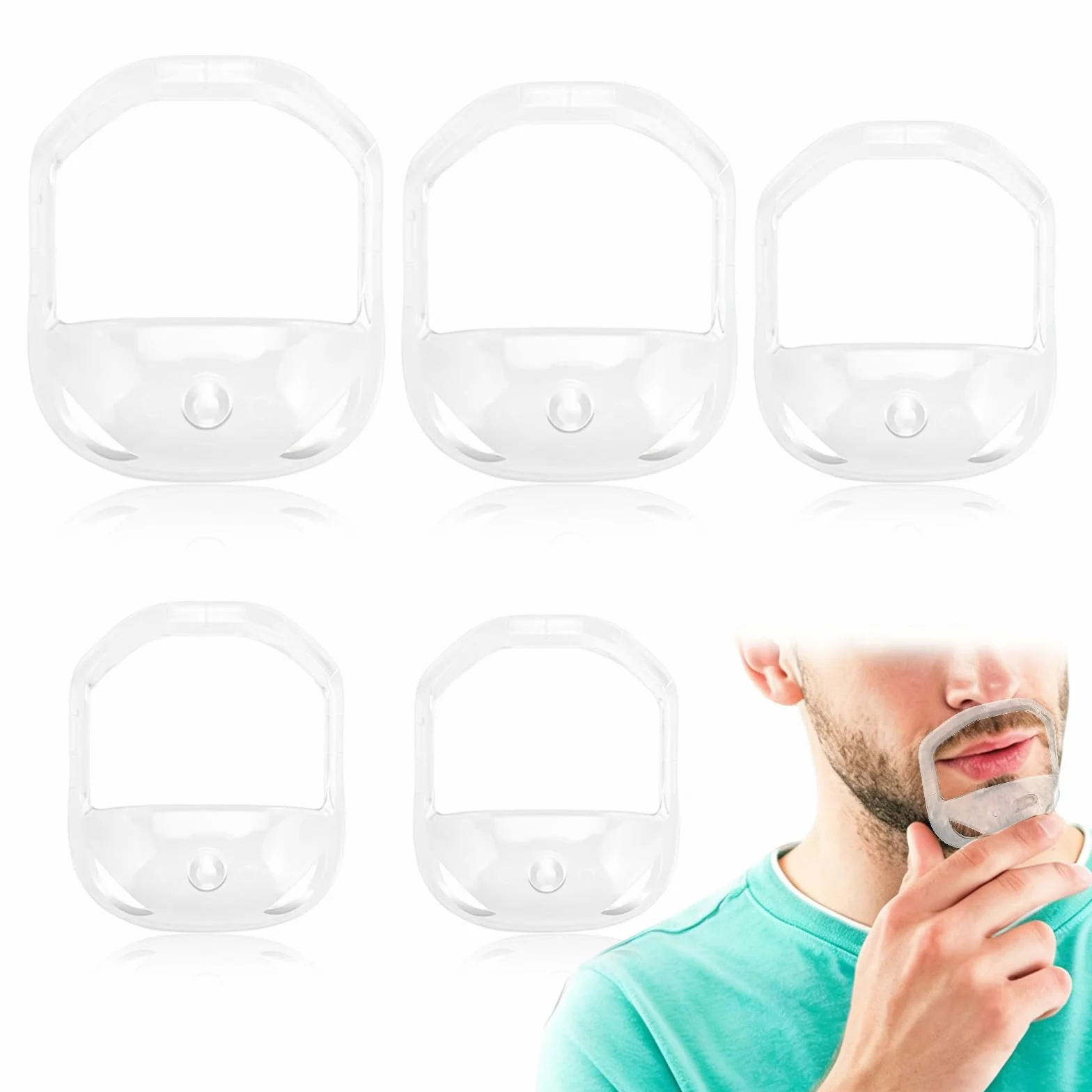 Modelli per Styling Barba Trasparenti, Pizzetto Modello da Barba, Modello per lo Styling Della Barba, Modelli da Barba da Uomo, 5 Diverse Dimensioni, per Uomo Rifinitura, Styling Barba