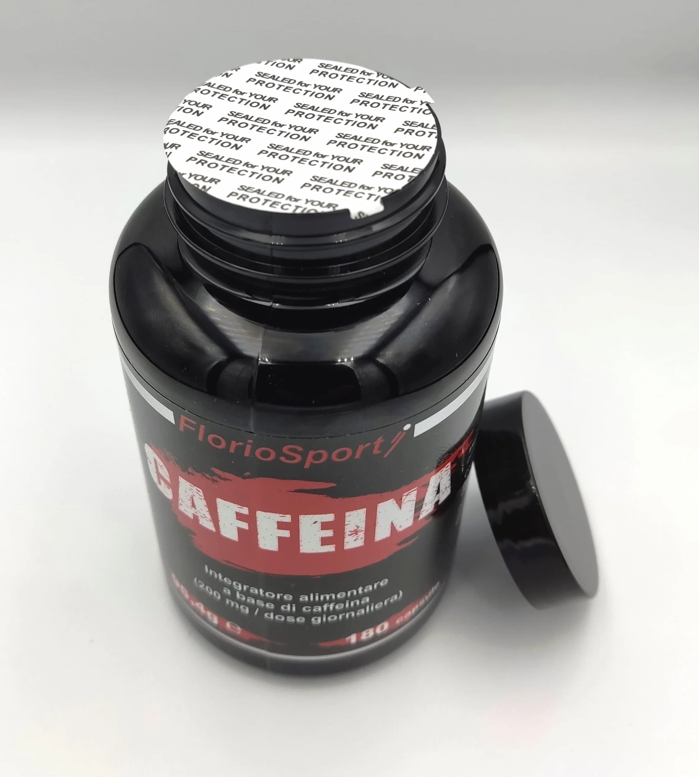FlorioSport Caffeina Anidra Pura 180 Capsule 200 mg Integratore Alimentare Alto Dosaggio