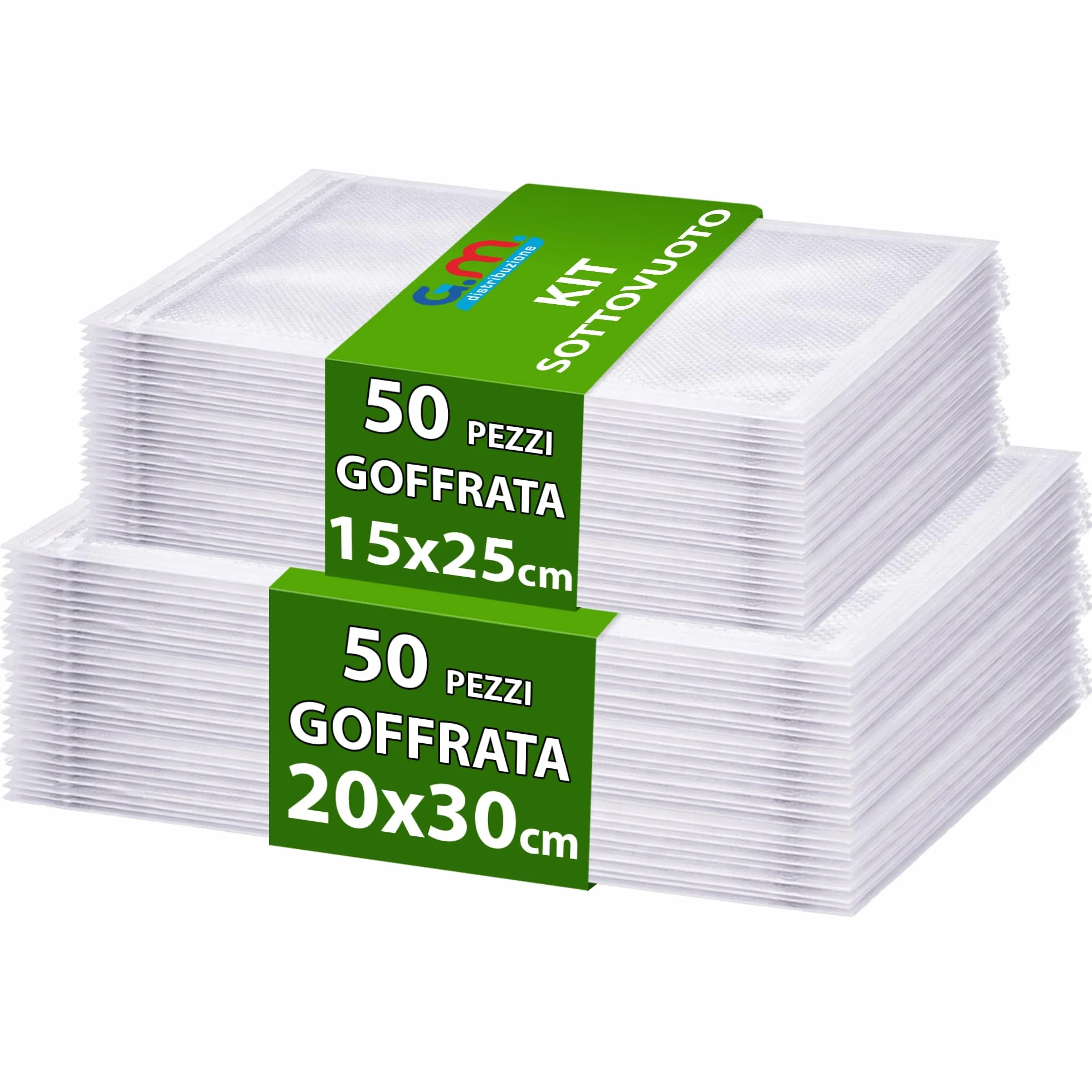 Sacchetti Sottovuoto Goffrati per Alimenti GM 100 15x25(50) 20x30(50) Senza BPA