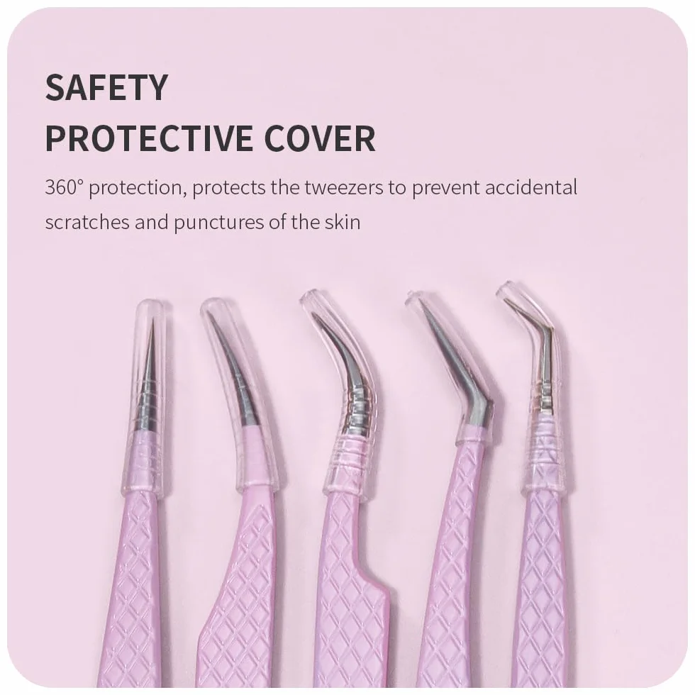 4Pcs Pinzette per Estensioni delle Ciglia Pinzette di Precisione Curve Pinzetta per Ciglia Easy Fan Individuali Ciglia Tweezers Professionisti(F01+02+06+09)