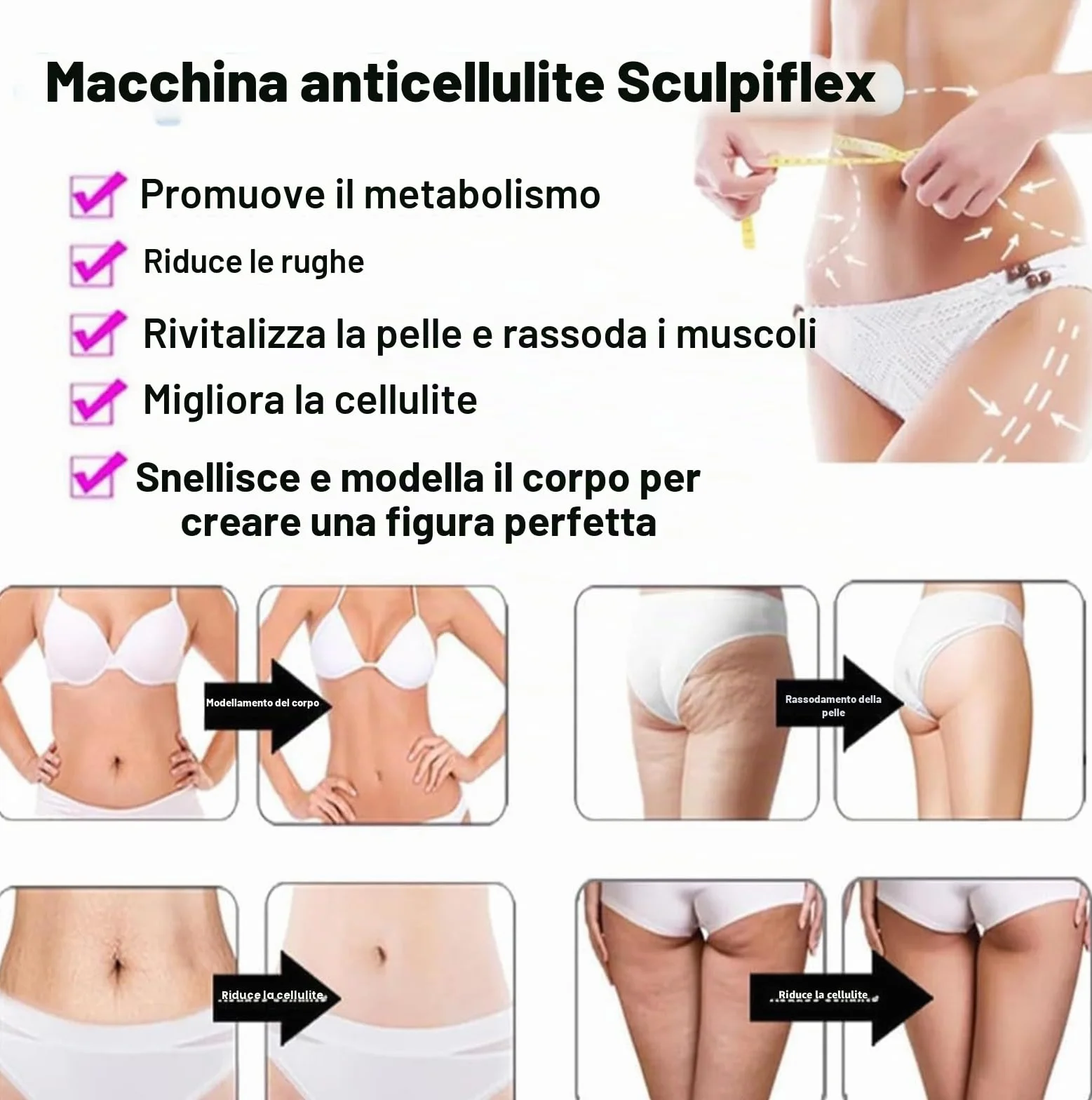 Massaggiatore Anticellulite EMS con Luce Rossa, Dispositivo di Coppettazione Elettrica per Viso e Corpo, Sculpiflex