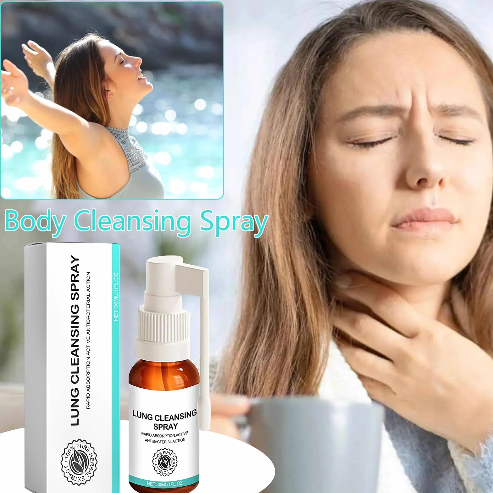 Spray per la pulizia dei polmoni e delle erbe, uso quotidiano