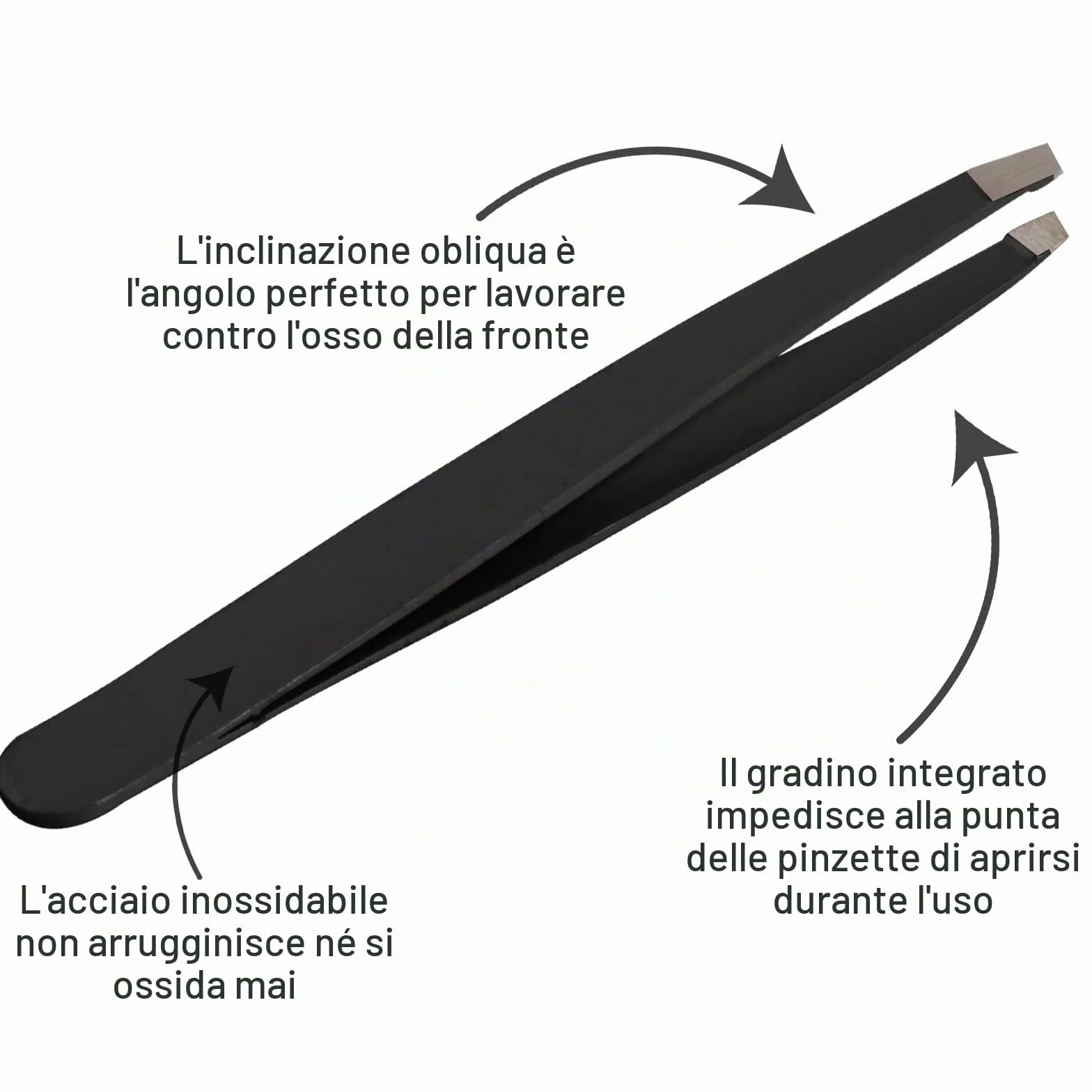 SS INSTRUMENTX Pinzetta Sopracciglia Professionale per Uomini e Donne, Acciaio Inossidabile Punta Inclinata Pinzetta Sopracciglia per Rimozione peli Precisione, Impugnatura Antiscivolo (Nera)