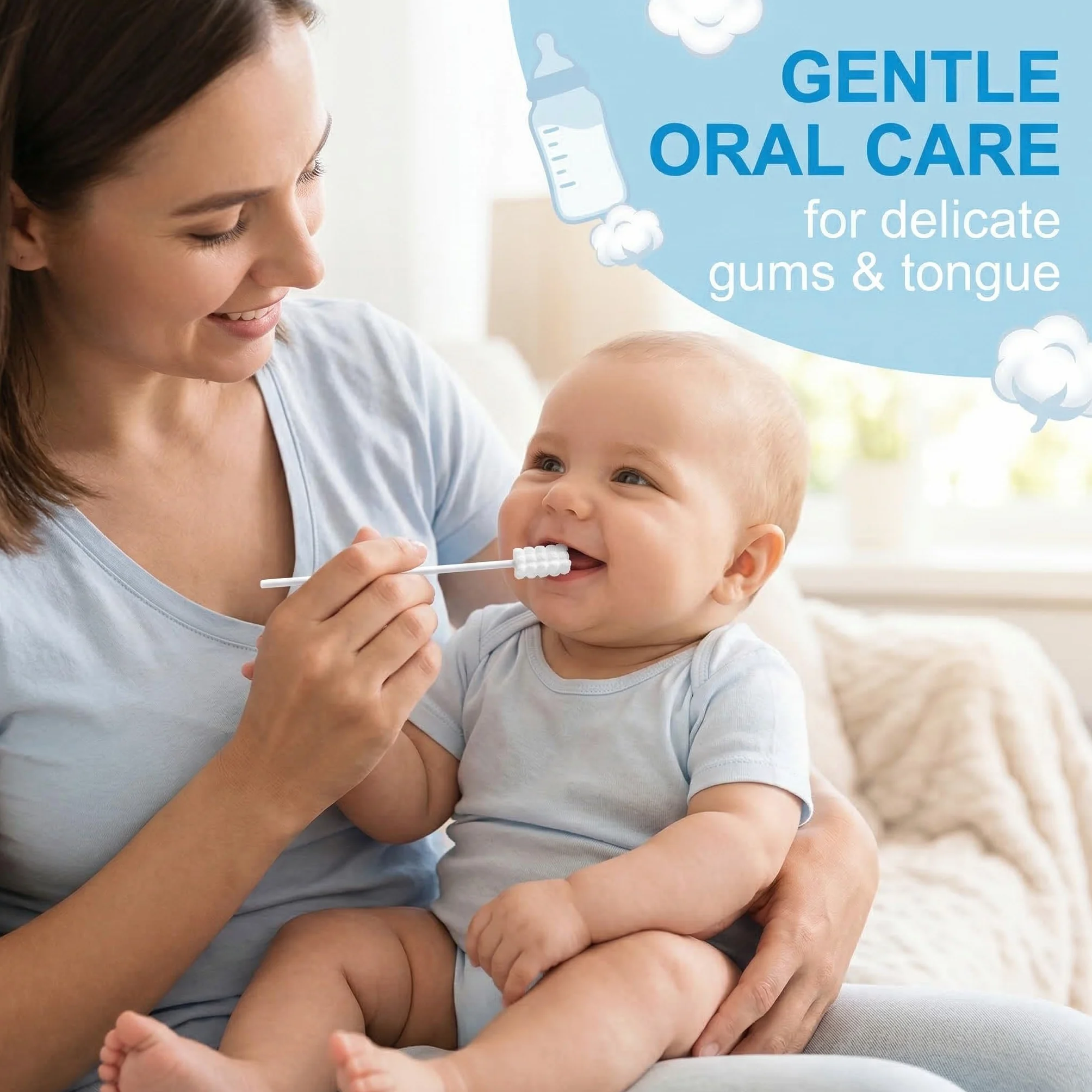 35 Pezzi Kit Puliscibocca Neonato, Cotton Fioc Neonato, Cotton Fioc Bambini, Spazzolino Neonato Monouso Sterilizzato, Spazzolino Dentini Setole Morbide, Portatile per Bambini