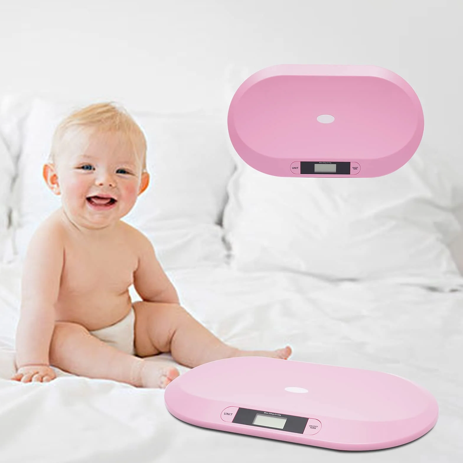 Bilancia digitale per bambini 20 kg LED spegnimento automatico tara rosa