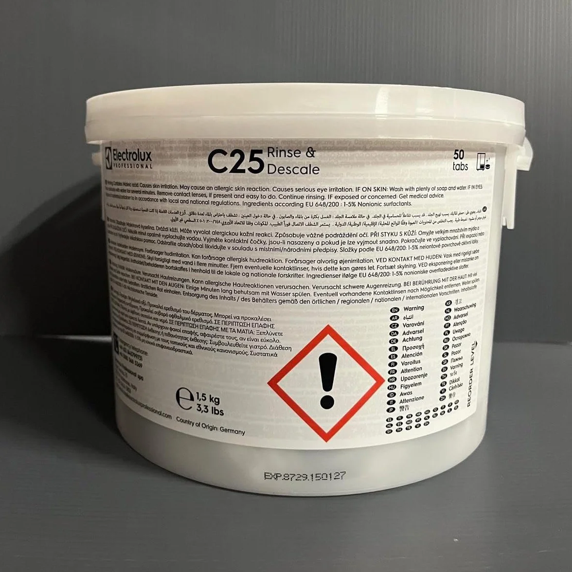 Electrolux C25 Rinse & Descale - Confezione da 50 Pastiglie Brillantante e Disincrostante in Bustine Monouso