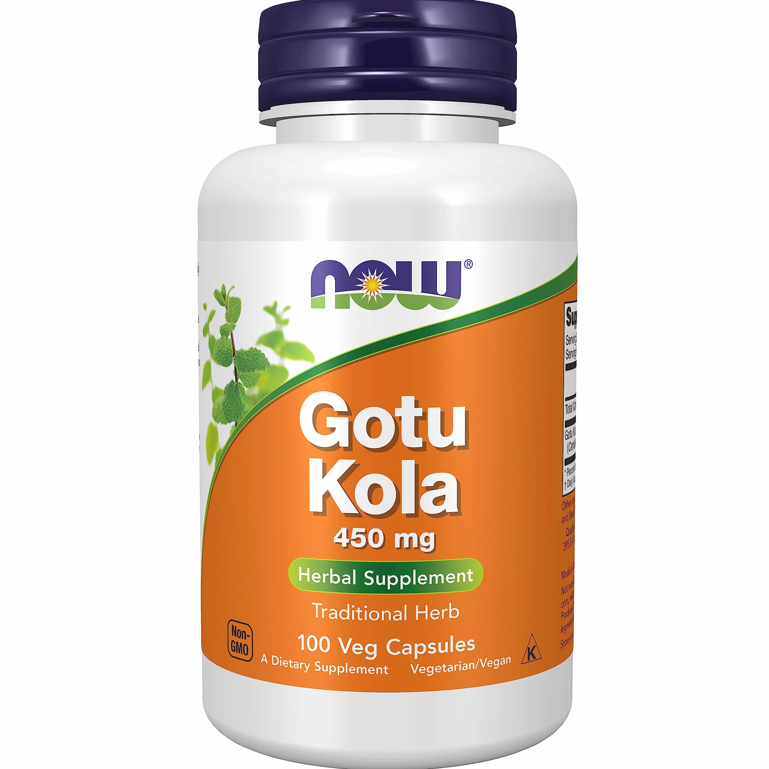Now Foods Gotu Kola 450 mg 100 Capsule Vegane Senza Glutine Senza Soia