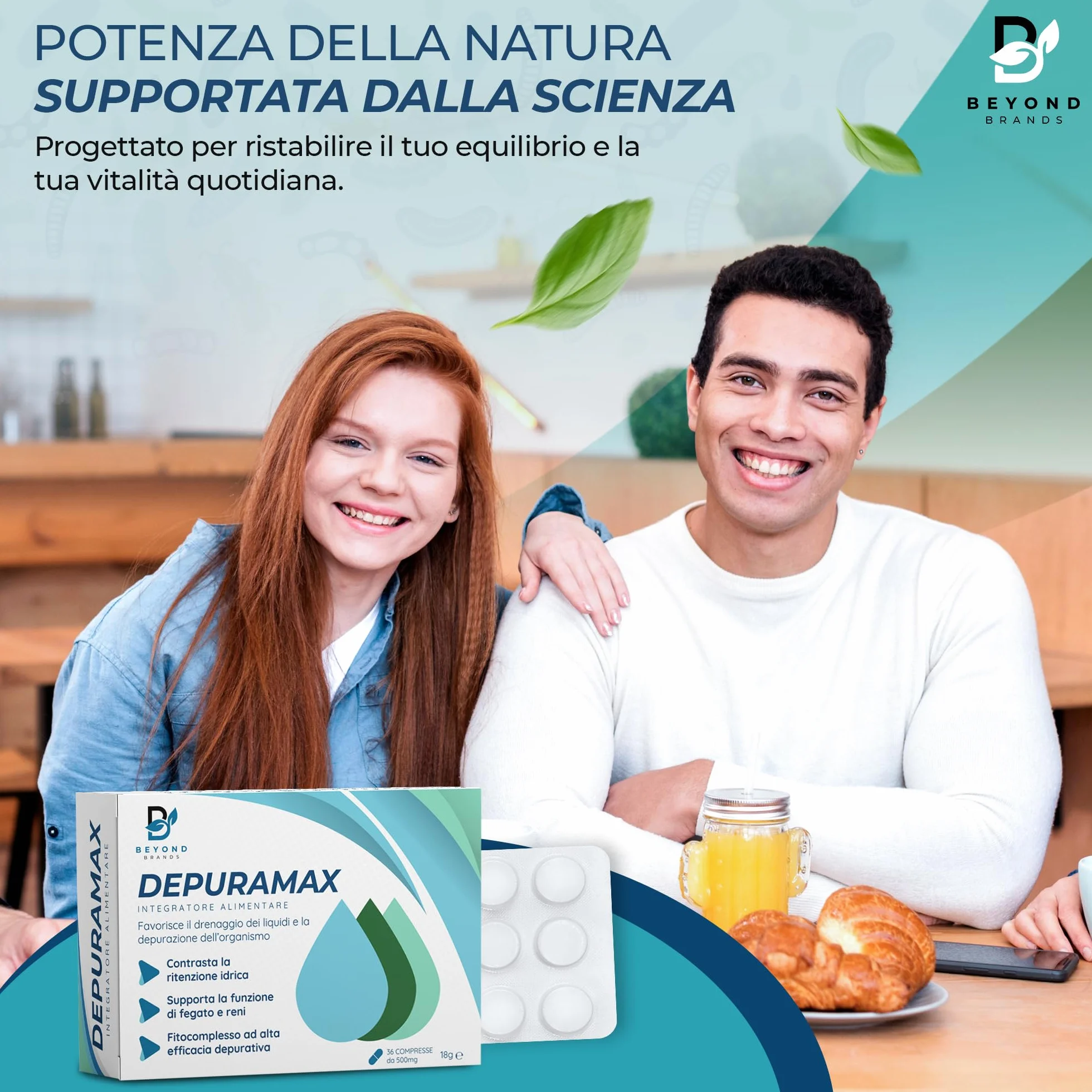 Detox Fegato e Intestino Diuretico Drenante Forte con Bromelina Betulla Tarassaco Finocchio Centella Asiatica Orthosiphon Made in Italy