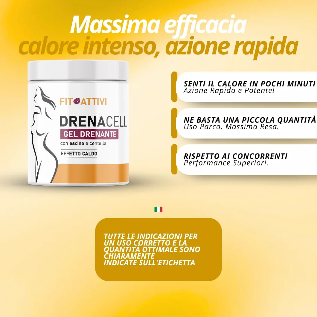 Crema Anticellulite Forte 550ml Drenante Gambe Fianchi Addome Effetto Caldo Escina Centella Asiatica Made in Italy