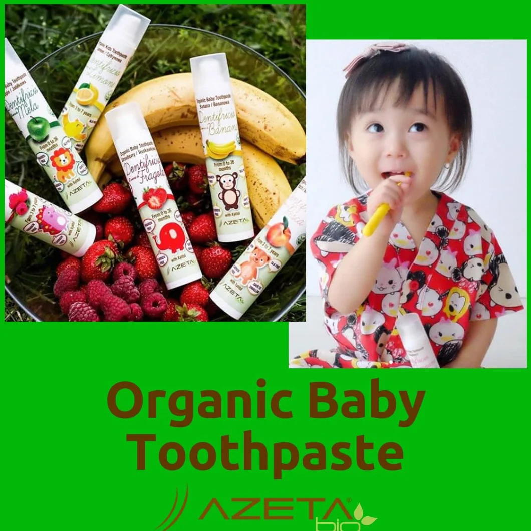 Dentifricio biologico certificato con xilitolo - Linea Bimbi (baby) - confezione da 50 ml al gusto fragola - rafforza gengive e lo smalto - non contiene fluoro