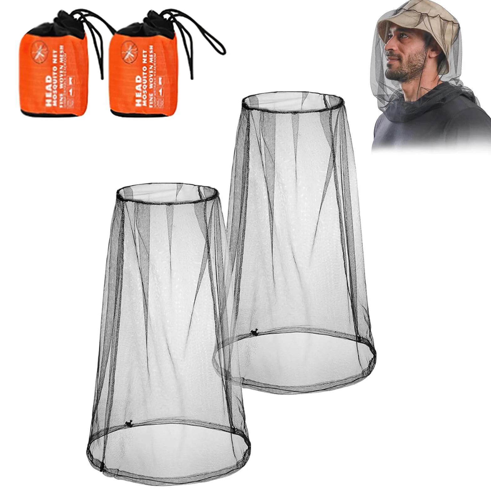Zanzariera Cappello a Rete 2 Pezzi Protezione Viso Anti Zanzara per Outdoor