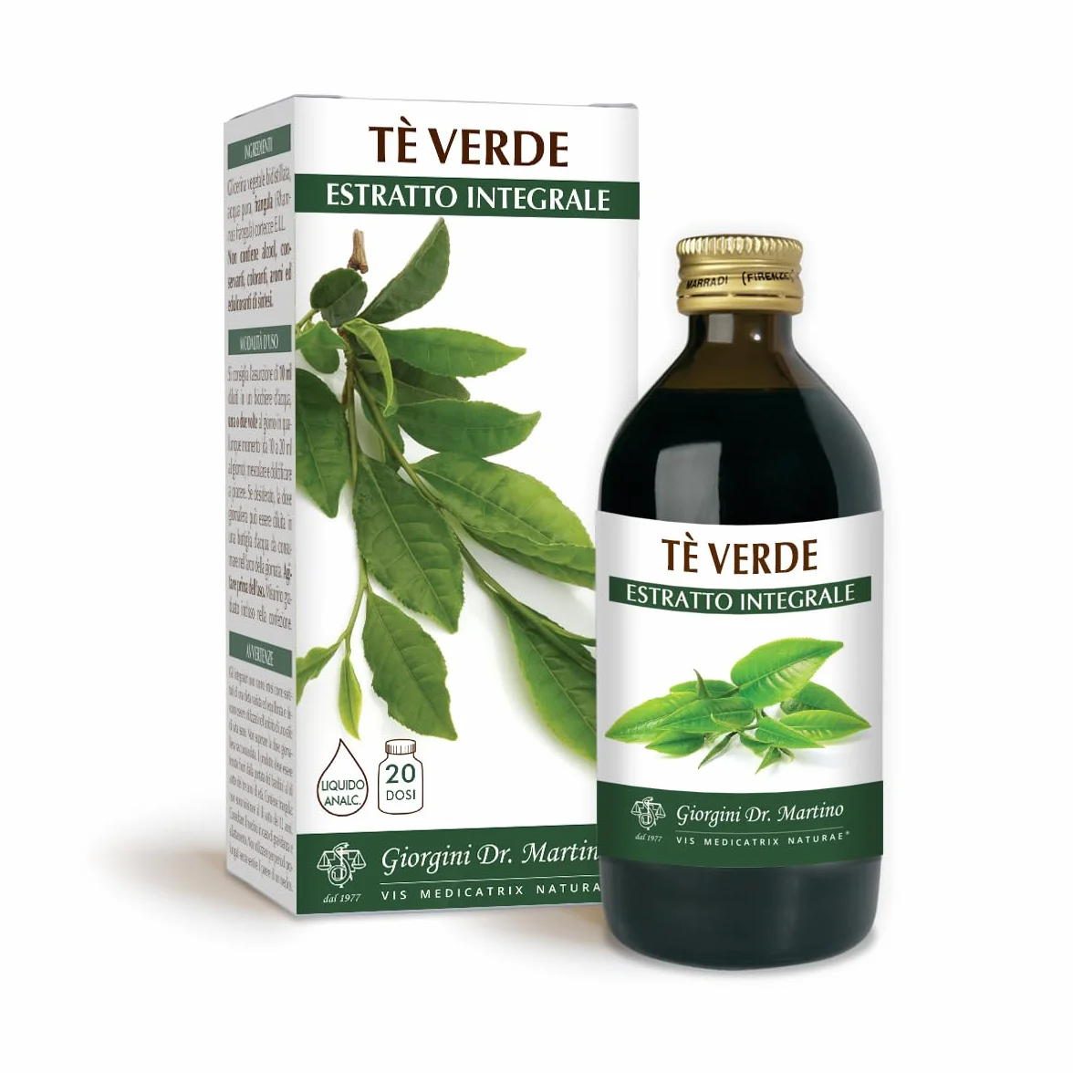 Dr Giorgini Integratore Alimentare, Tè Verde Estratto Integrale Liquido Analcoolico - 200 ml