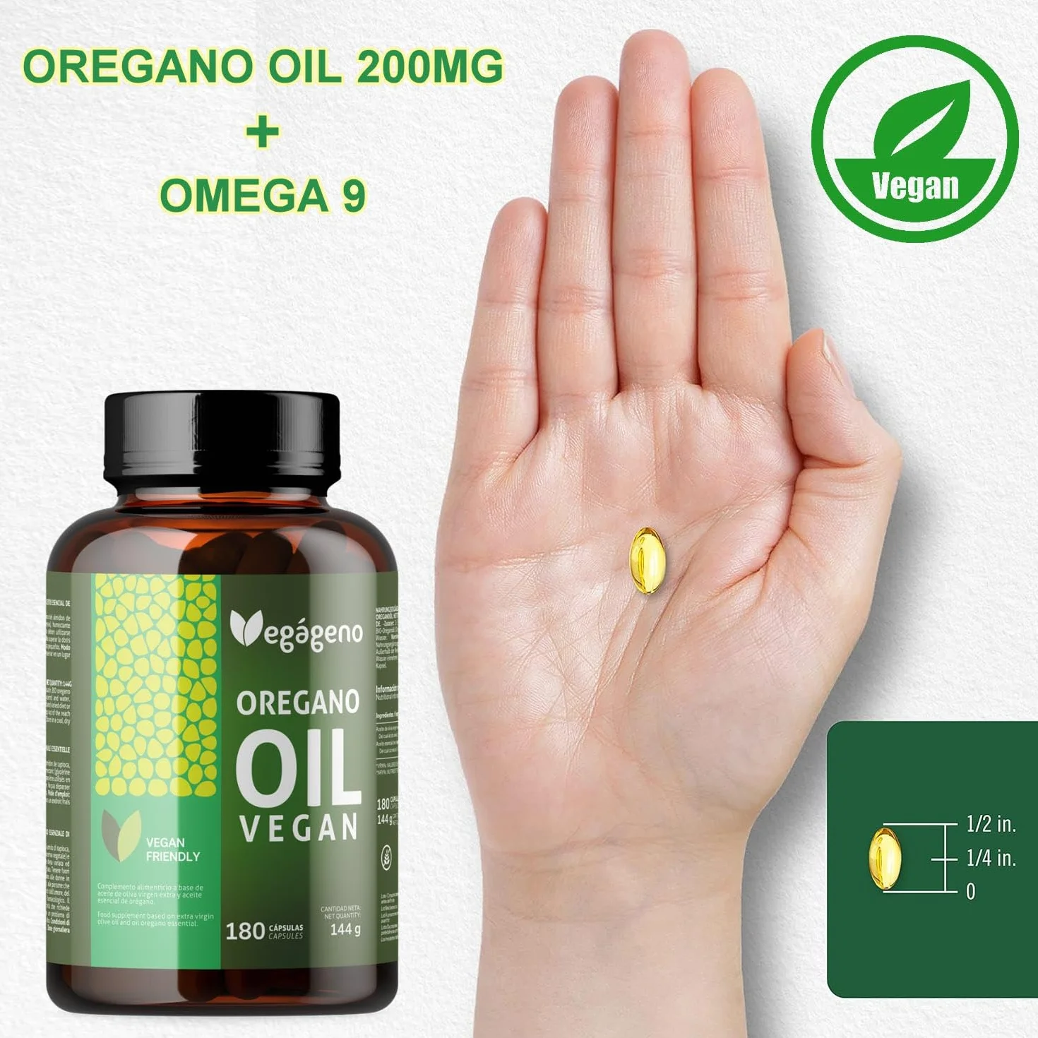 Olio Essenziale di Origano 180 Capsule 200mg con Omega 9 e Carvacrolo Integratore Alimentare Vegano