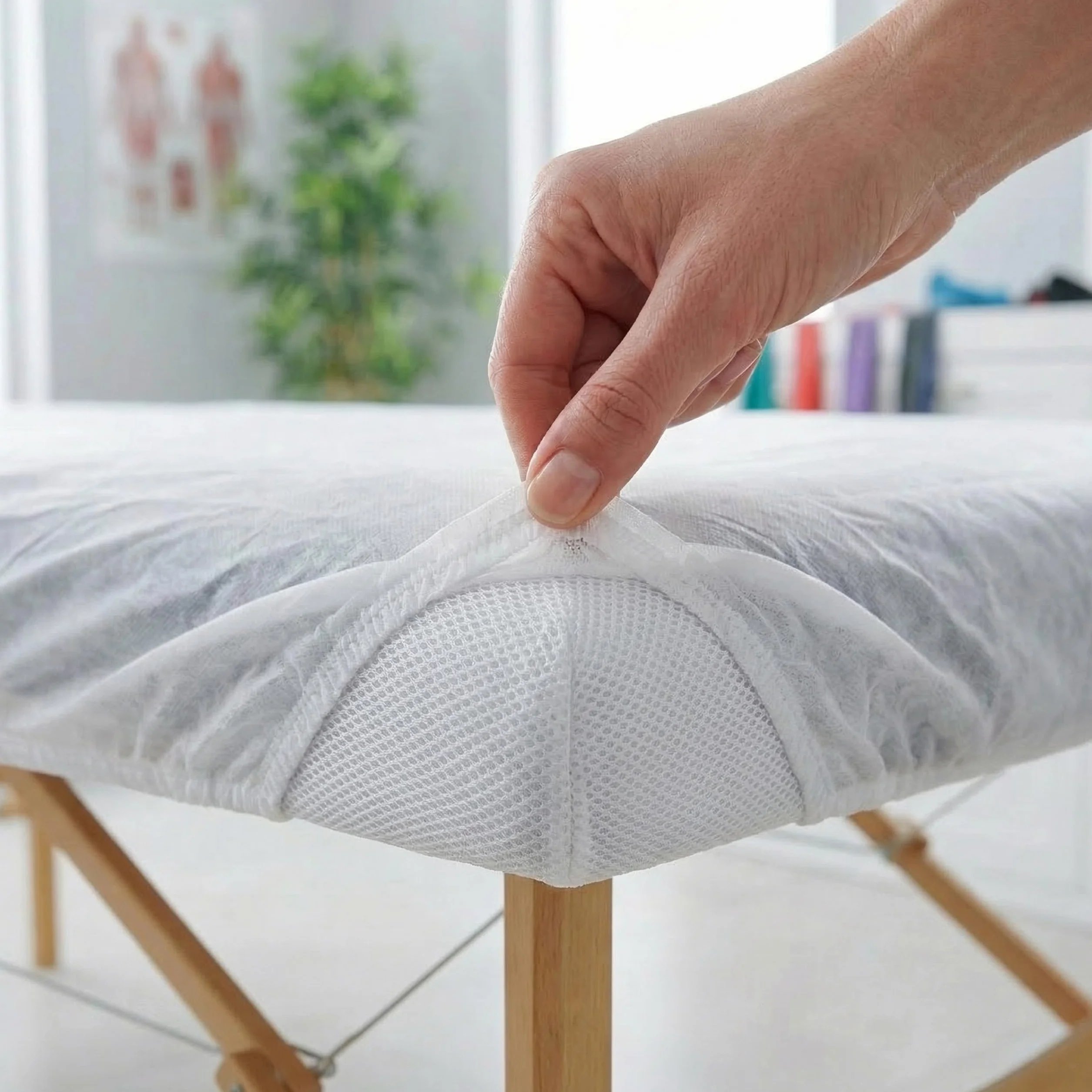 KMINA Copri Lettino Regolabile 85x210 cm Bianco Tessuto Non Tessuto Idrofobo per Lettino da Massaggio