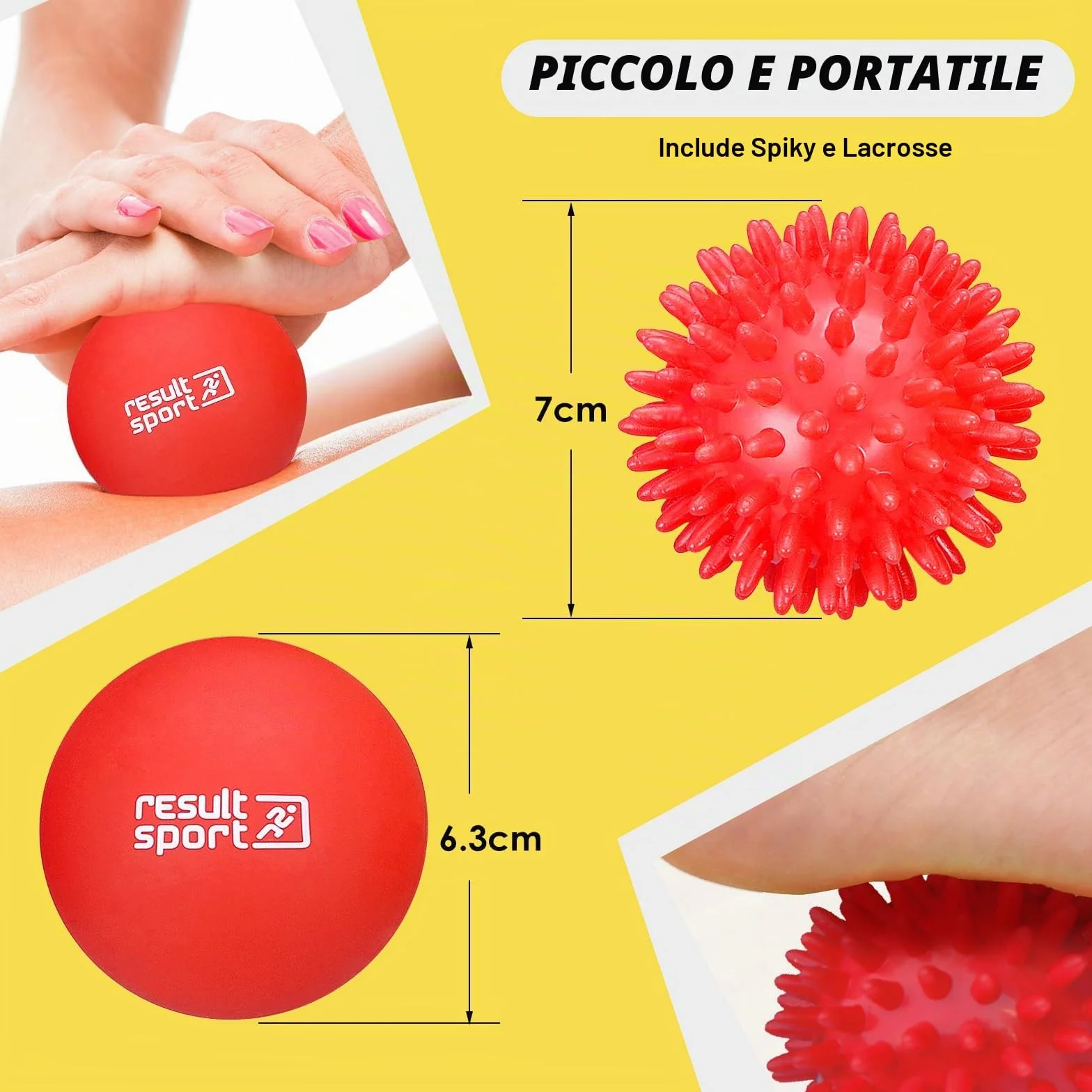 ResultSport Lacrosse & Spike Massaggio Ball Set, Recupero Fascite Plantare, Massaggio Punto di Trigger, Sollievo miofasico del tessuto profondo (Blu)