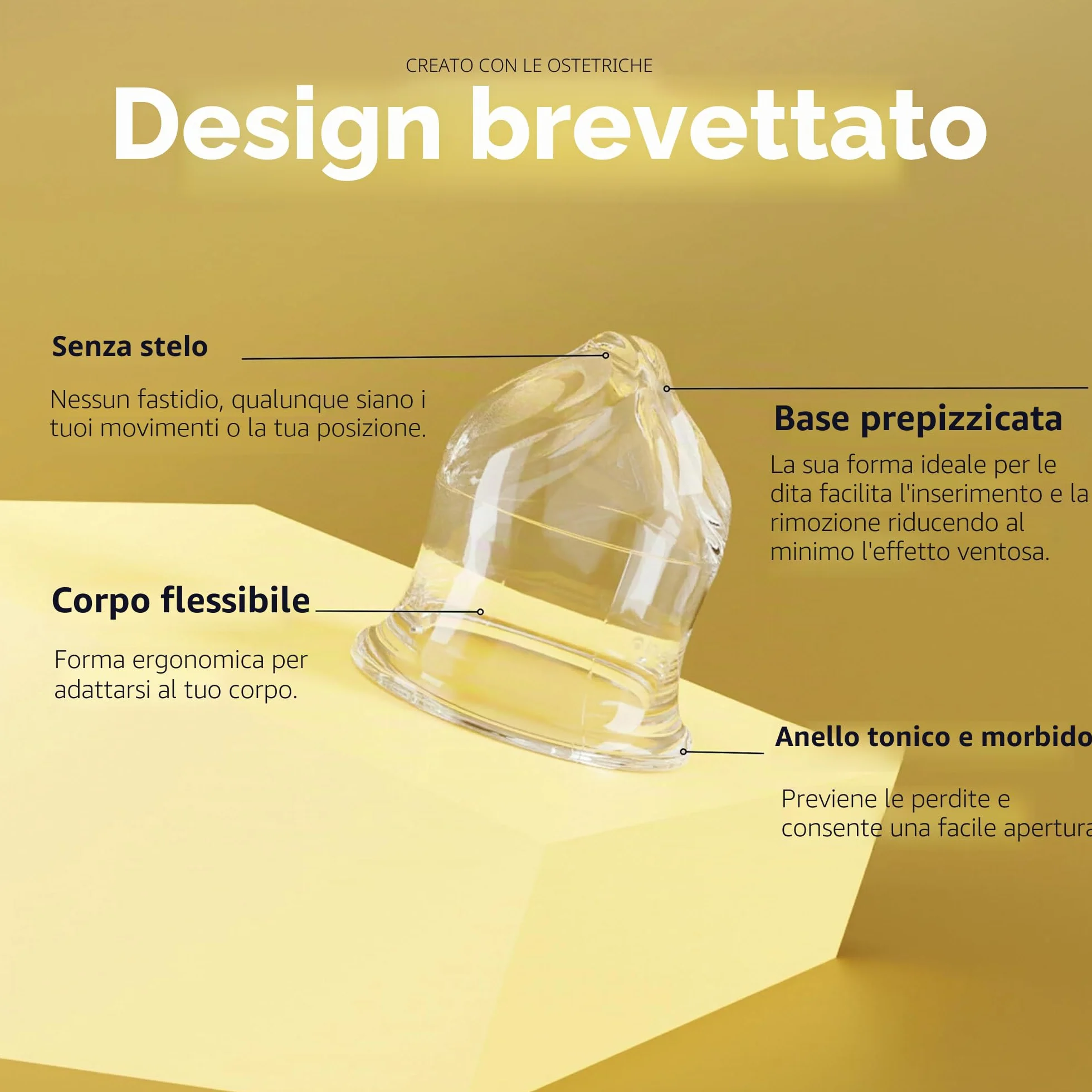 La Cup Luneale - coppetta mestruale - design ergonomico esclusivo creato con ostetriche - fabbricazione francese - 100% silicone medico al platino (L - Flusso abbondante/molto abondante)