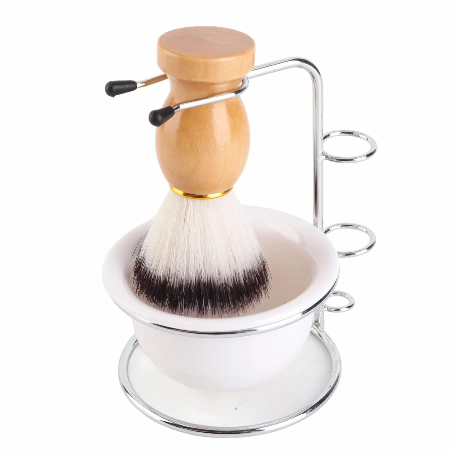 Porta Pennello Barba, Kit Ciotola per Sapone Barba con Design Montabile a Parete per Uomo, Set di Strumenti Portatili per Rasatura Bagnata o Asciutta