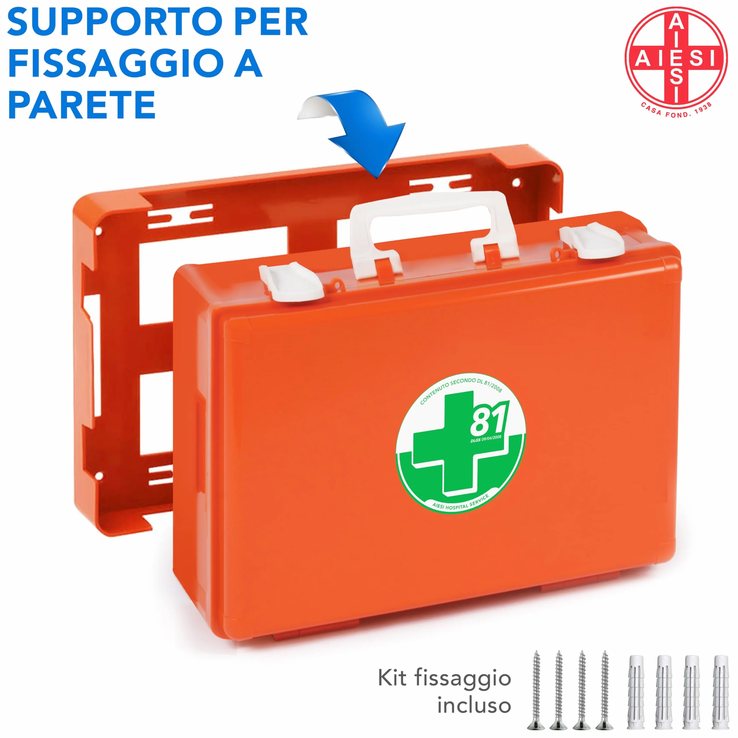 AIESI Cassetta medica pronto soccorso sfigmomanometro conforme DM388 DL81 Made in Italy