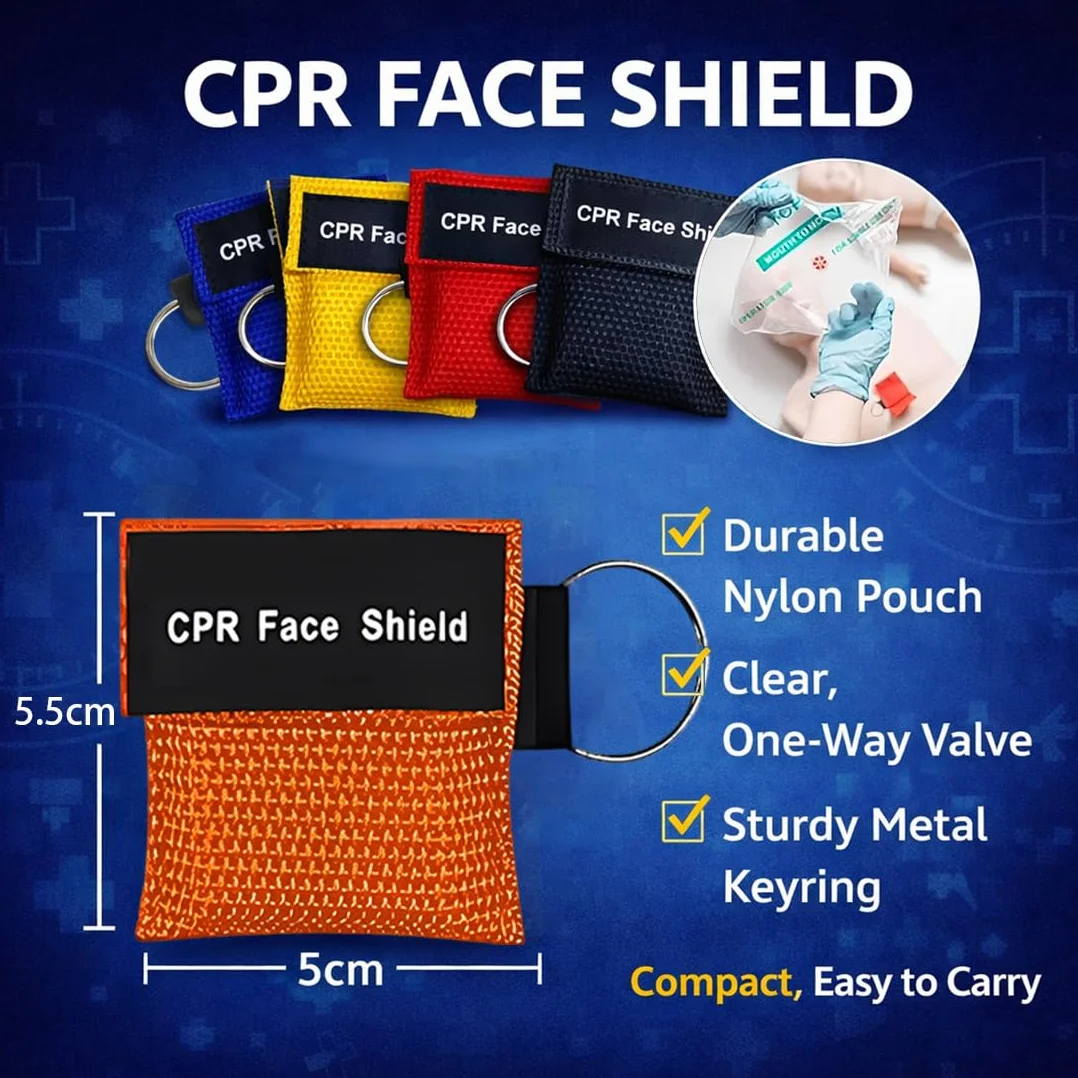 Maschera di Rianimazione RCP 5 Pezzi Primo Soccorso Ventilazione con Moschettone Attrezzatura Portatile Emergenza Vigili del Fuoco