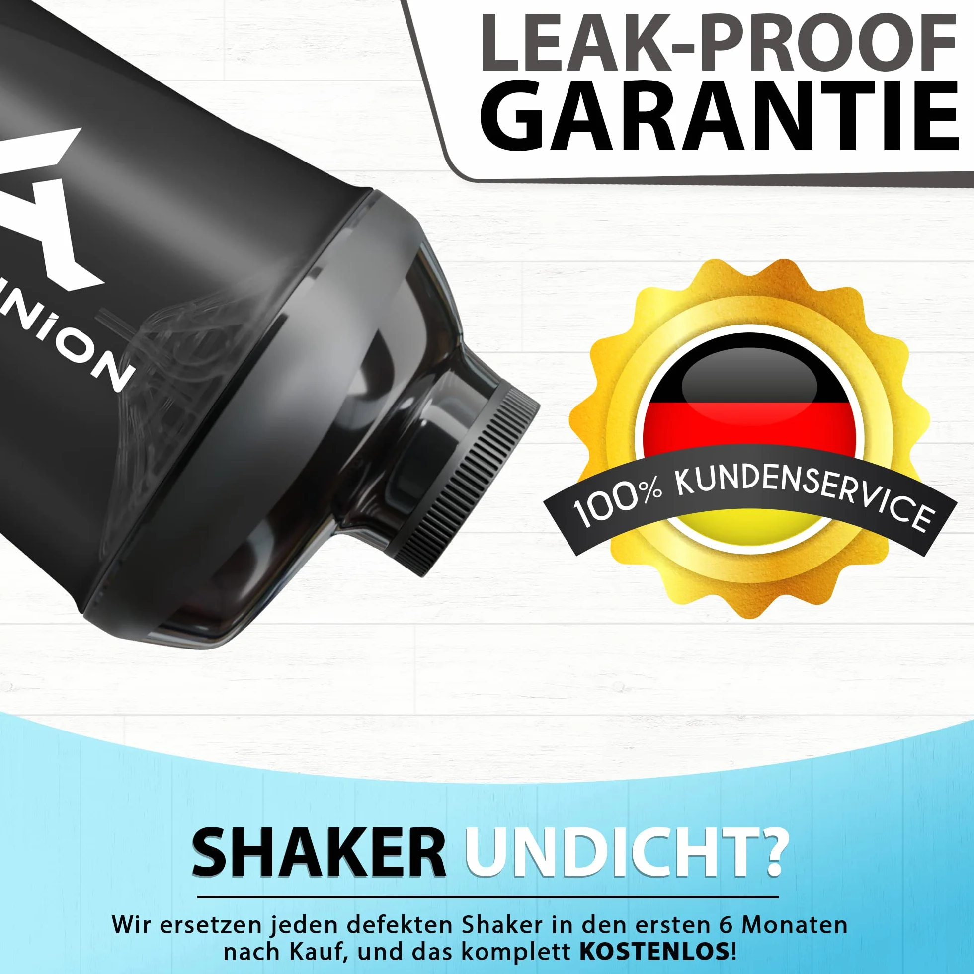 AMITYUNION Shaker per proteine ​​- L'ORIGINALE Senza BPA con setaccio, scala per frullati di siero di latte cremosi, tazze Gym Deluxe per isolati e concentrati sportivi, (Tazza fumogena nera)