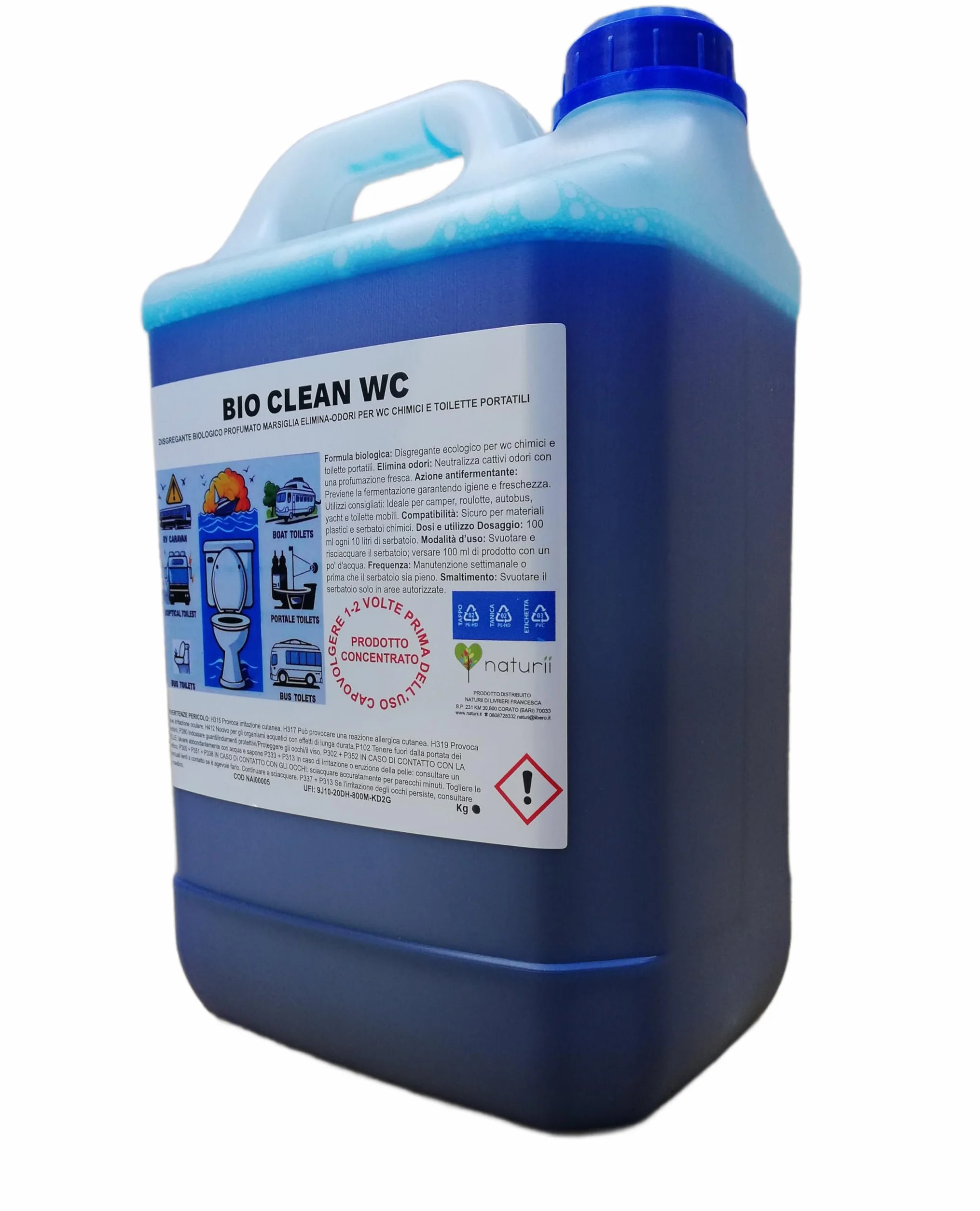 BIO CLEAN WC Disgregante Profumato 5 kg per WC Chimici e Toilette Portatili, Antiodore, Previene Fermentazione